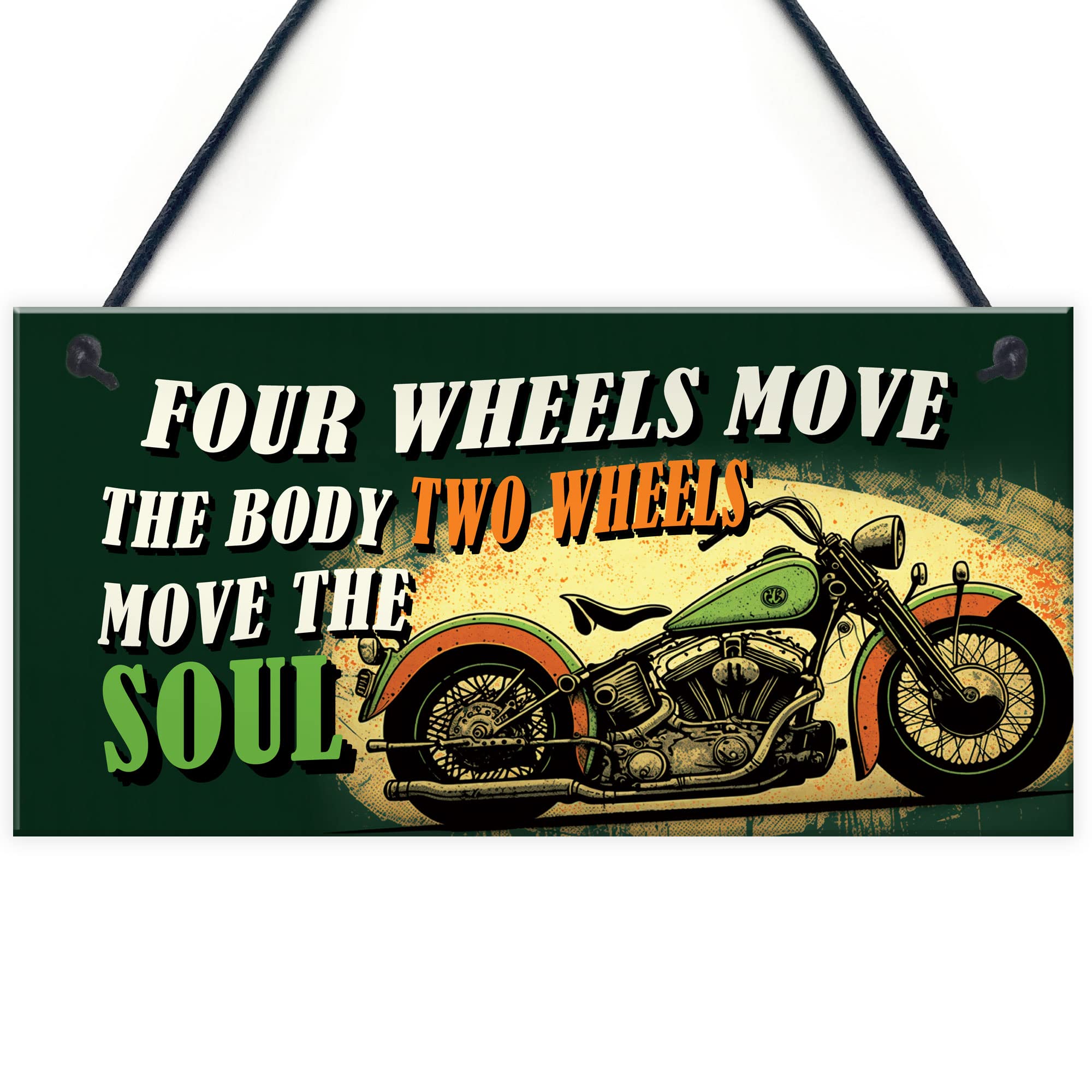 Red Ocean Novelty Style Motorcycle Sign - Move The Soul - Funny Garage Man Cave Wall Decor for Indoor/Outdoor Use - Perfect for Bikers, Riders, and Motorcycle Enthusiasts