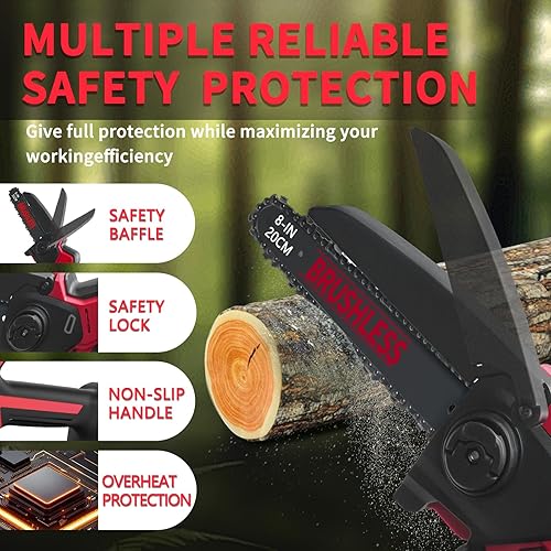 Miniatura 7 de Mini motosierra compatible con la batería Milwaukee Chainsaw M18, motosierras de poda inalámbricas de 8 y 6 pulgadas, mini motosierra sin escobillas