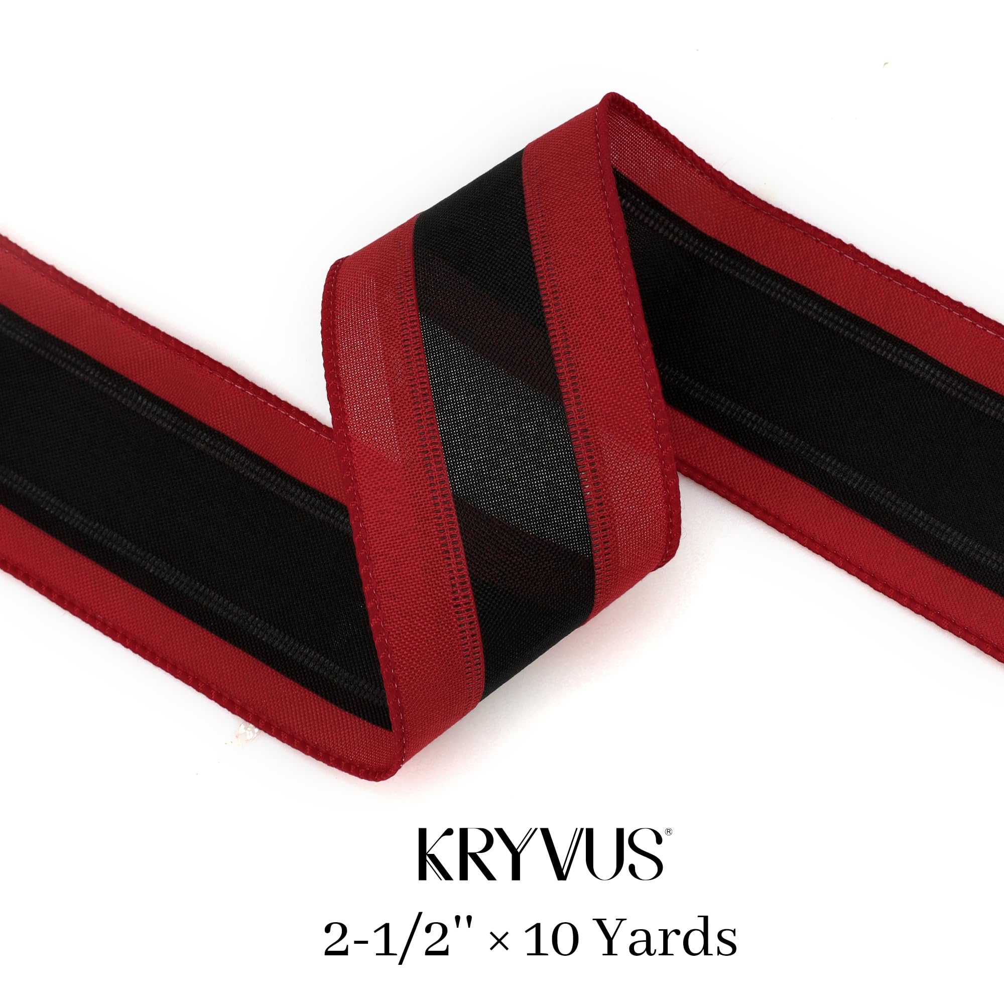 Kryvus Striped Wired Ribbon, 64MM x 9M Natural Linen Christmas Ribbon with Wired Edge, Perfect for Gift Wrapping Wreath - Image 3