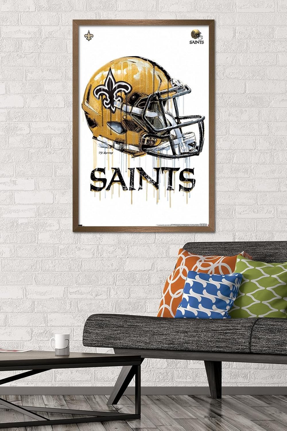 Trends International NFL New Orleans Saints - Drip Helmet 20 Wall Poster, 22.375" x 34", Bronze Framed Version