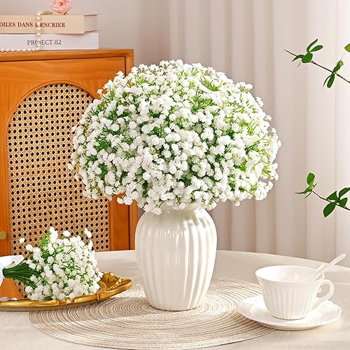 Miniatura 4 de Yastouay Flores Artificiales de Gypsophila, 6 Piezas de Flores Artificiales Blancas de Gypsophila a Granel, Ramo de Gypsophila de Tacto Realista