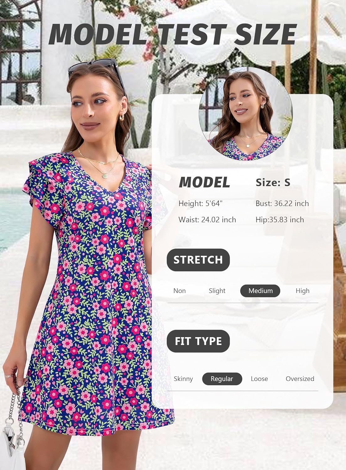 Summer Dresses for Women 2025 Casual Ruffle Sleeves Mini Dress Sundresses Floral Boho Beach Dresses with Pockets - Image 5