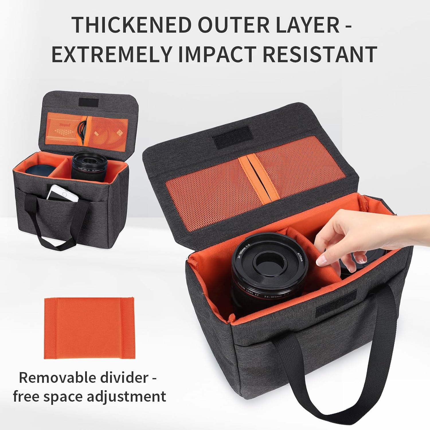 BAIGIO Camera Insert Bag Camera Cube Foldable Camera Bag Insert with Handle DSLR SLR Camera Insert for Backpack Shockproof and Water-resistant Protective Camera Inner Organizer - Image 4