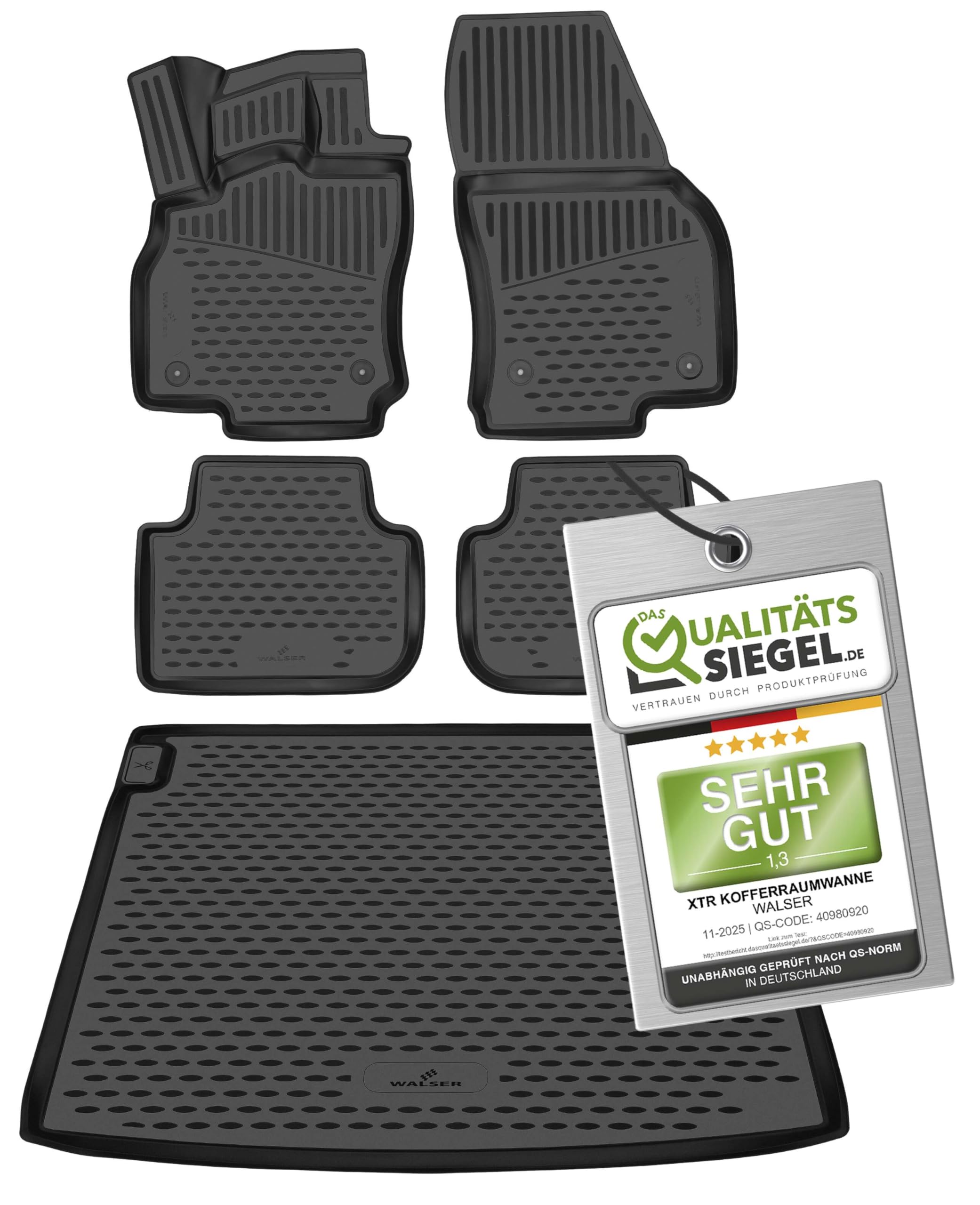 WALSER Kofferraumwanne & Gummi Fussmatten Set für Audi Q3 (F3B) 07/2018-Heute, 100% passgenaue Auto Fußmatten, Antirutschmatte PKW, Auto Gummimatten, Fussmatten Gummi