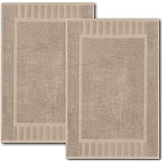 Utopia Towels Cotton Banded Rug, Bath Mats, Not a Bathroom Rug, 21 by 34 Inches, 100% Ring Spun Cotton, Highly Absorbent Shower Bathroom Floor Mat, Ivory, 2 Pack