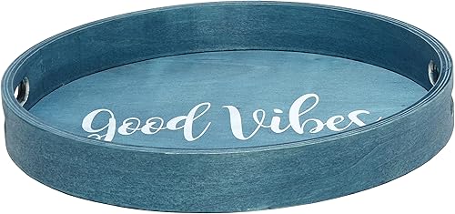 Miniatura 45 de Elegant Designs HG2000-AHH Margarita Drinks Lime Bar Kitchen Wetbar Bandeja Decorativa de Madera para Servir con Asas, 15.50" x 12", Aqua Wash Happy