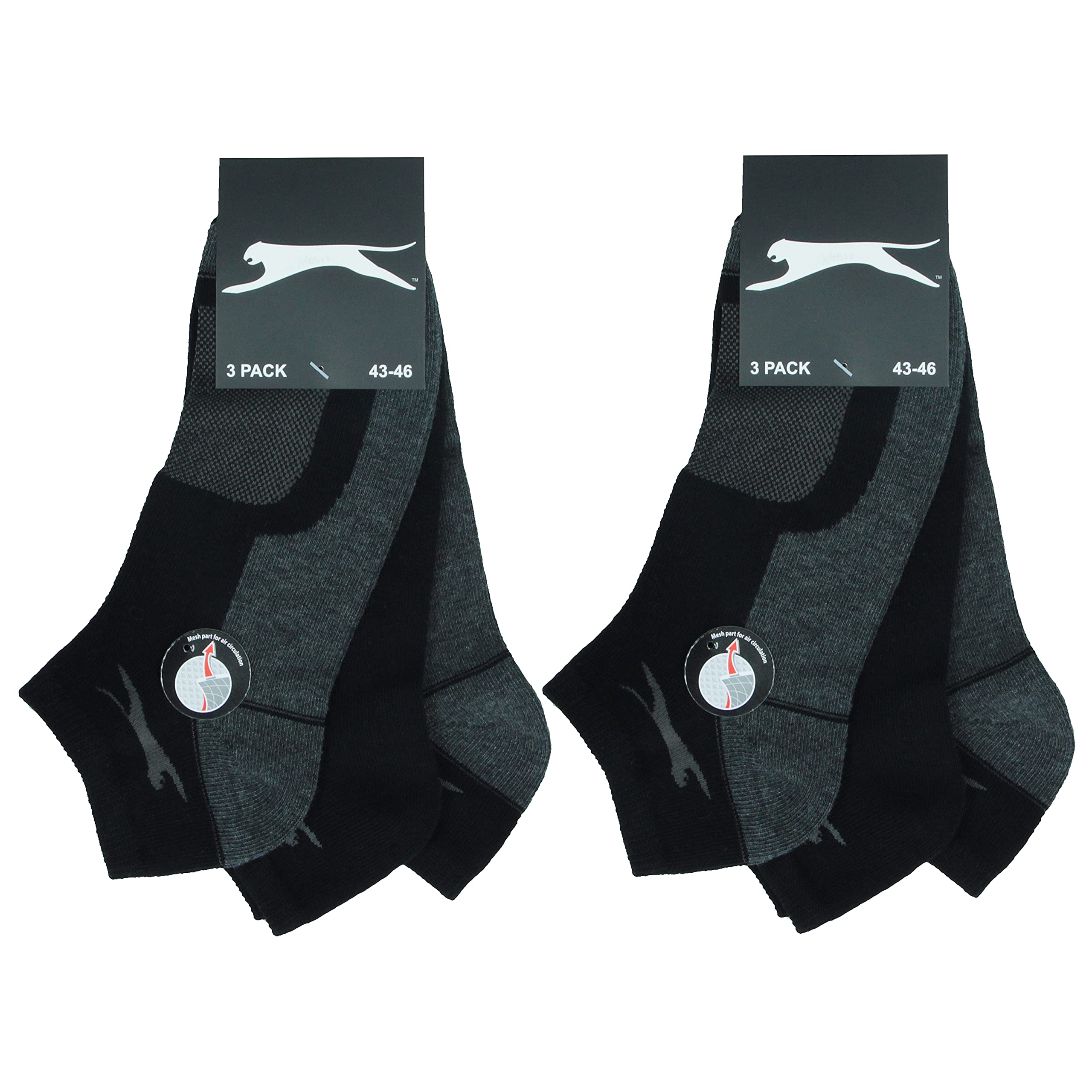 Slazenger6 Pairs Sneaker Ankle Socks - in Cotton Piquet - Any Use - Men