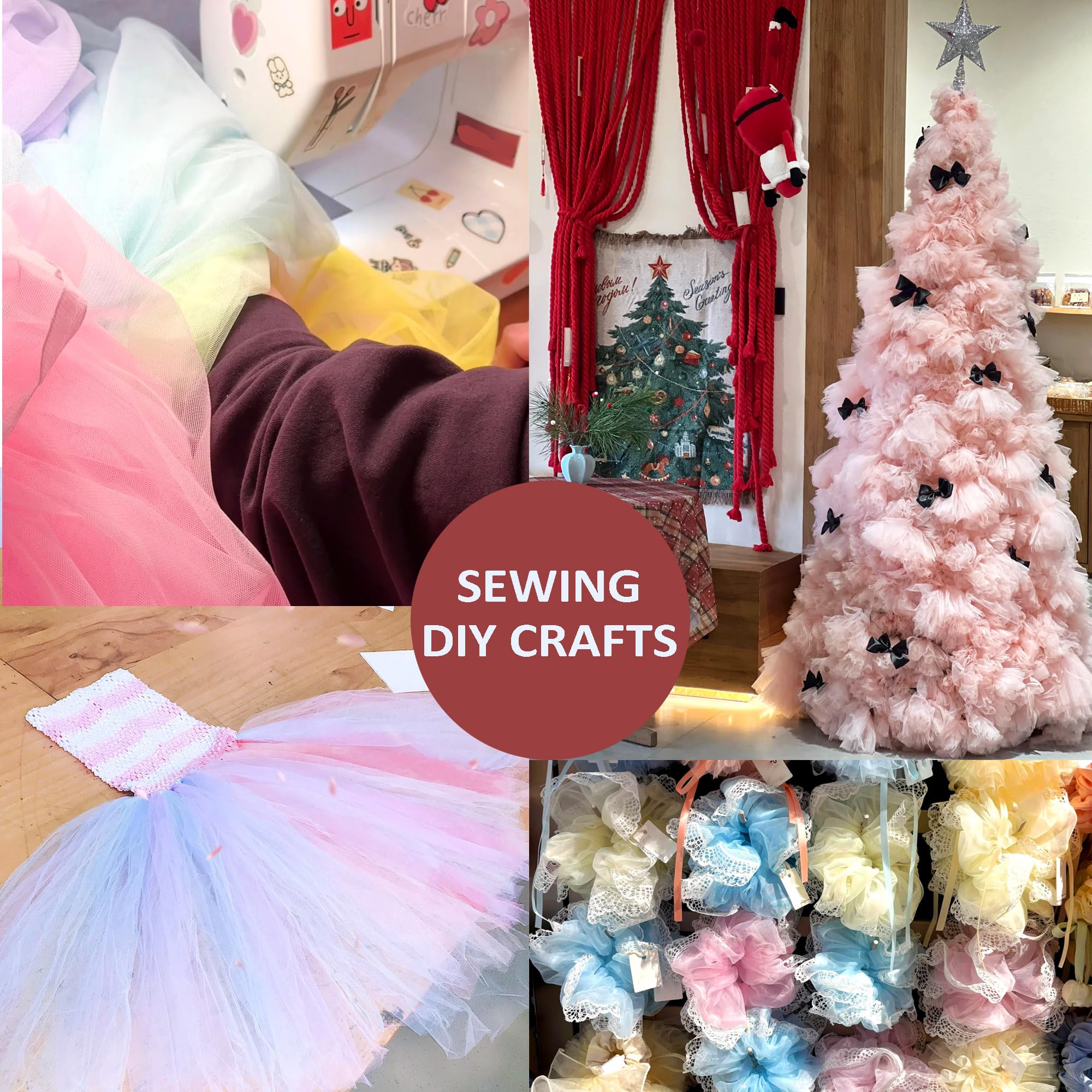 SEWVIVID 63 inch×10 Yards Tulle Fabric Bolts Spool, Polyester Netting Champagne Tulle Rolls for Birthday Party Backdrop Wedding Decor Baby Shower DIY Sewing Crafts & Gift Wrapping — view 8