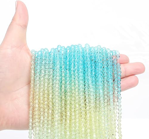 Cuentas de cristal bicono degradado de 0.157 pulgadas (0.157 in) con forma de bicono facetado, cuentas espaciadoras de cristal para pulseras,