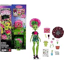 Monster High Self-Scare Secrets – Venus McFlytrap, set con bambola e accessori, 13 sorprese a tema come prodotti per cuffietta e pianta, 4+ anni, JHK45
