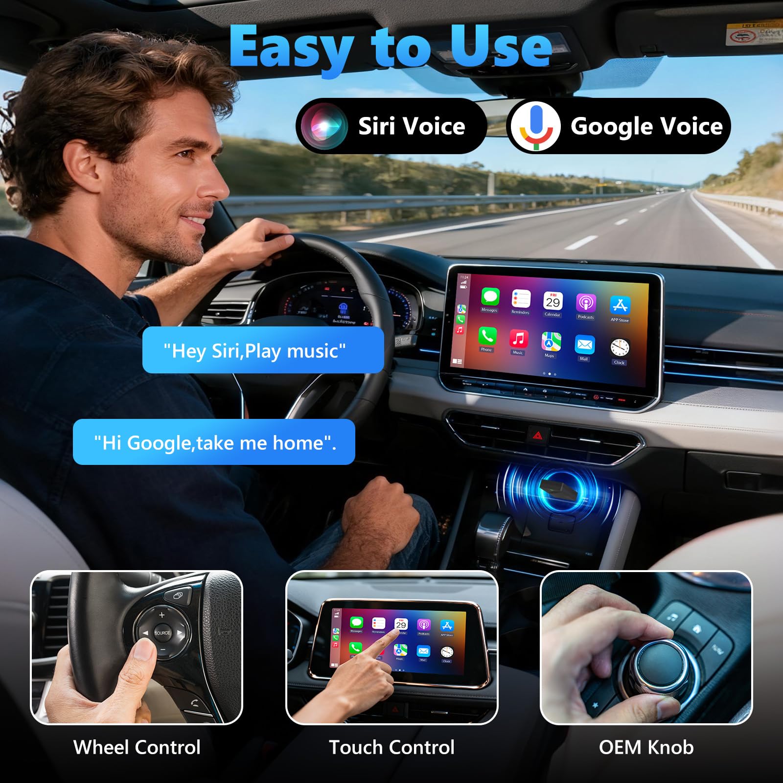 2 IN 1 Wireless CarPlay & Android Auto Adapter, Kabelloser USB-Dongle für Autos, Kabelloses CarPlay & Android Auto, Plug & Play, Schnelle Stabile Verbindung, Unterstützt iOS 10+ und Android 11+