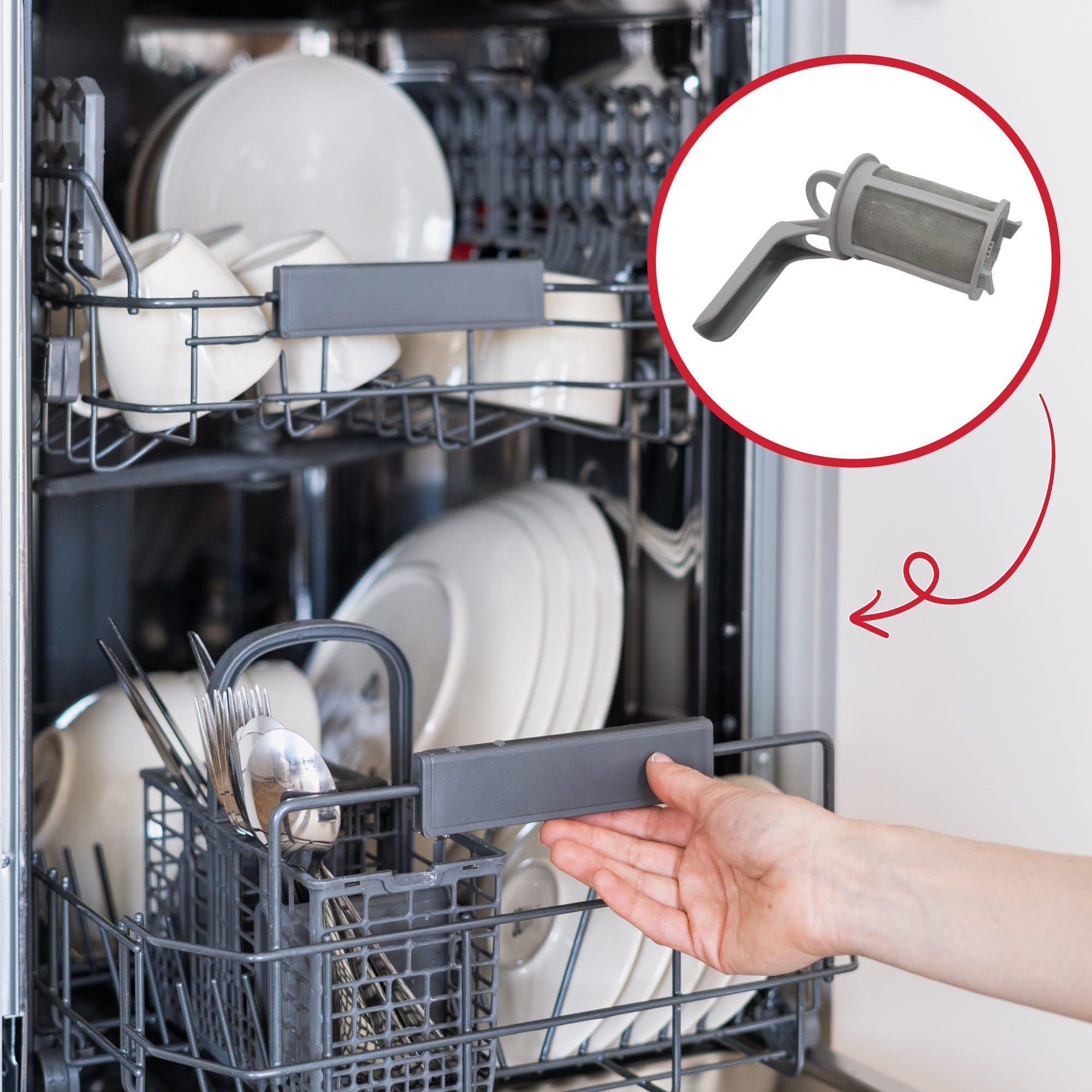 Filter fijn met greep voor o.a. AEG, Electrolux vaatwasser