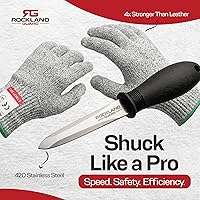 Vista 2 de Conjunto de cuchillos para abrir ostras profesional Rockland Guard - Incluye cuchillo de acero inoxidable de 3.5" con mango antideslizante y punta