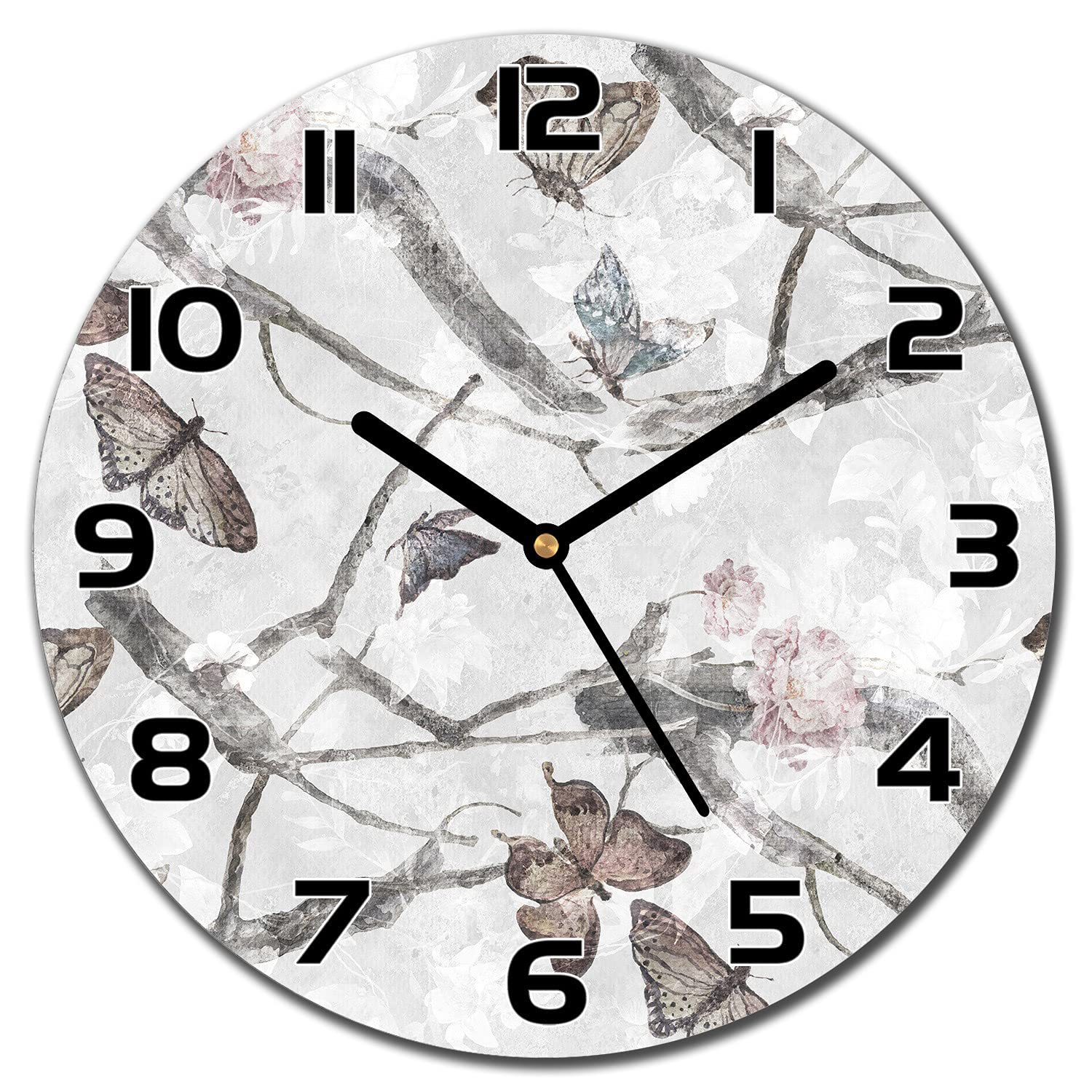 Horloge en Verre Moderne 30 cm Horloge Murale Salon Aiguilles Noires