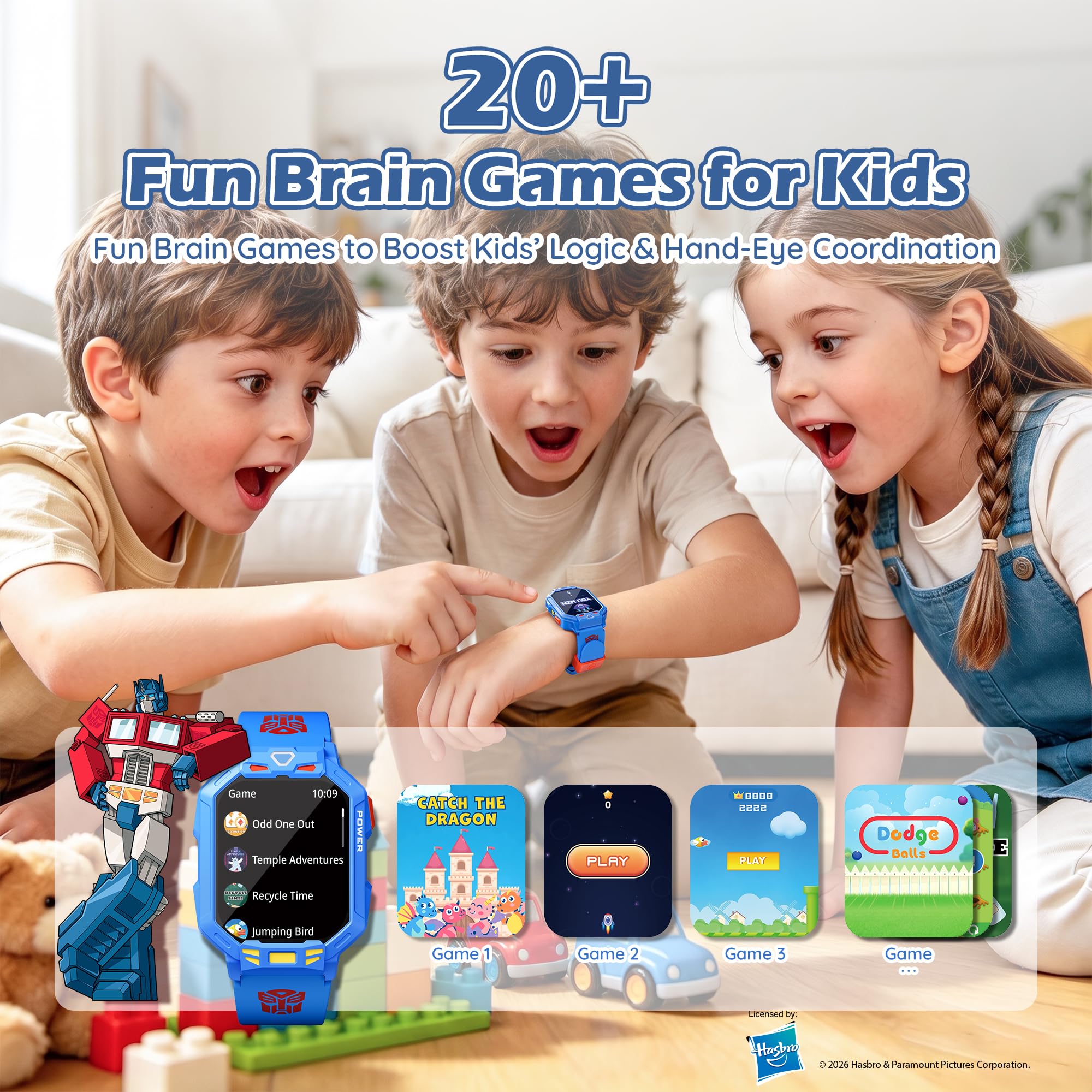 Transformers Kids Smart Watch for Ages 4-12, Music, Games & Learning Cards view 3
