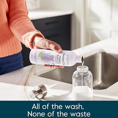 Miniatura 10 de Grove Co. Concentrado de jabón de manos espumoso (12 onzas líquidas) + dispensador de jabón de vidrio reutilizable, sin plástico y kit de inicio