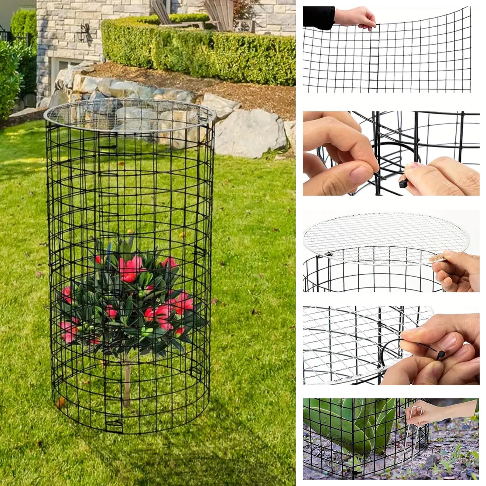 Pflanzenschutz-Käfige Gegen Tiere – 3 Stück, 35x35x35 Cm, Mit Netz Und Erdspießen, Aus Robustem PVC