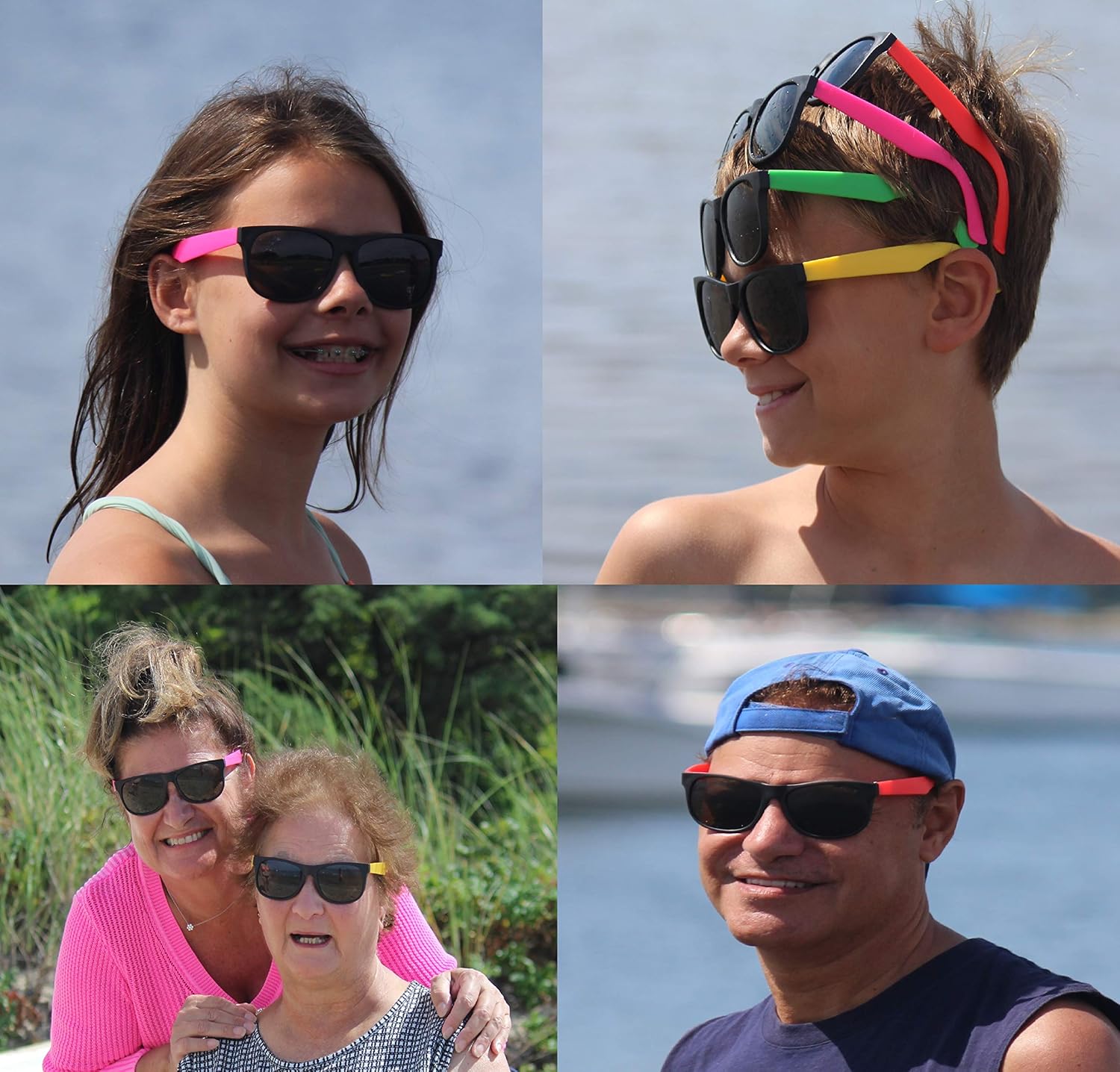 Neon Sunglasses Bulk Kids-Adults Party Pack 48 Green Pink Yellow Orange Sunglasses for Graduation Mardi Gras Holidays Birthdays UV 400 Protection Better Quality