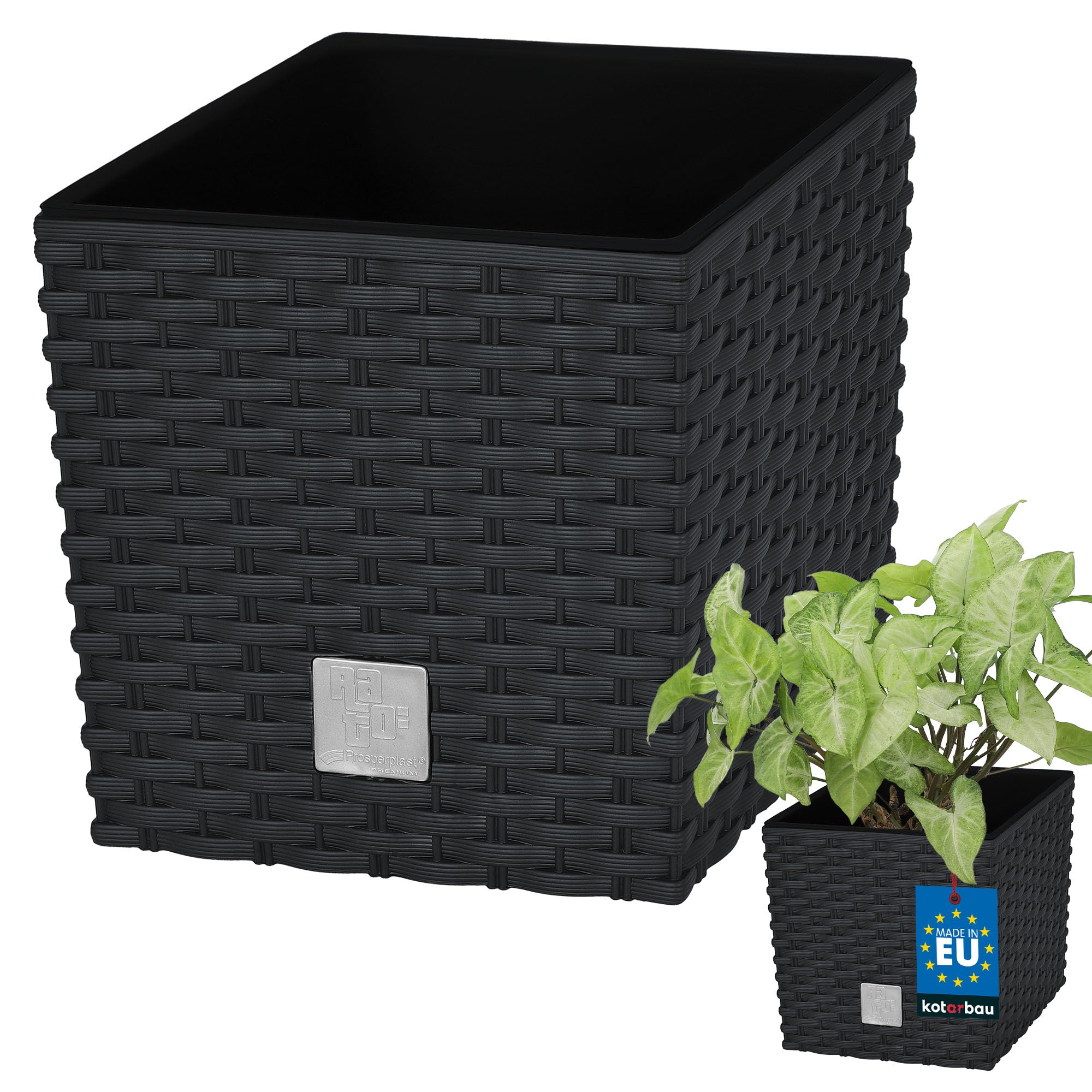 Kotarbau Anthracite Kotarbau® Flower Pot, 170 Mm Planter Set With Inner Pot For Plant Growing,