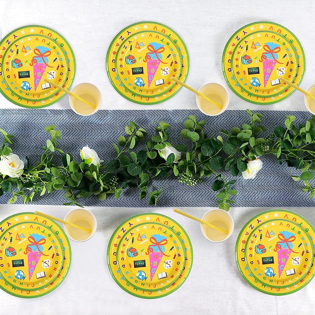Kit Stoviglie Per Festa Ritorno A Scuola – 16 Piatti, 16 Bicchieri, 16 Tovaglioli – Decorazioni Primo Giorno Di Scuola – Carta Eco-friendly