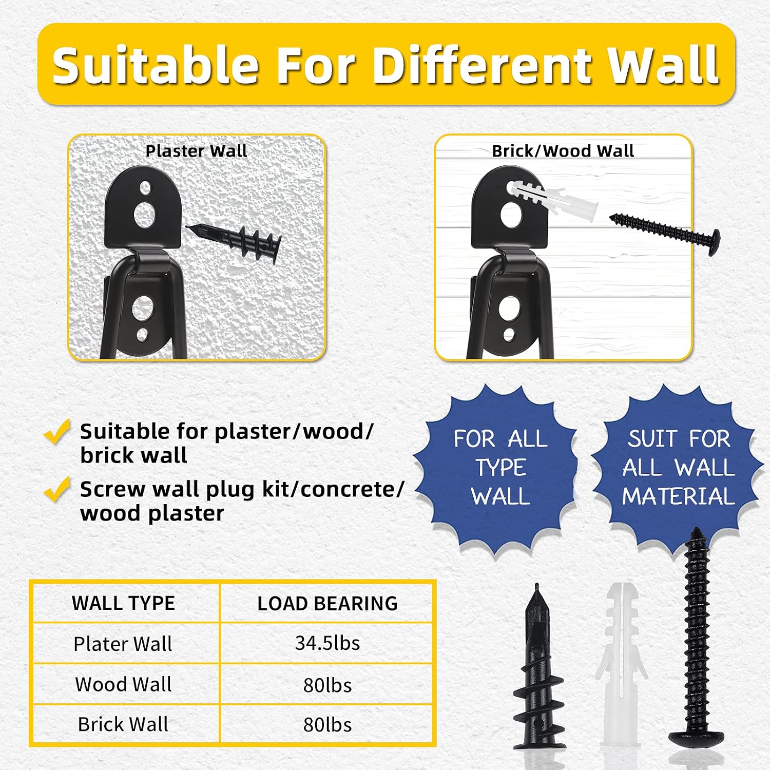 Large Garage Hooks - 4 Pack Heavy Duty Garage Storage Organizer Wall Mount Hanging Hooks, Double Utility Steel Hangers for Garden, Power Tools, Ladders, Bikes, Bulk Items, Ropes, etc.