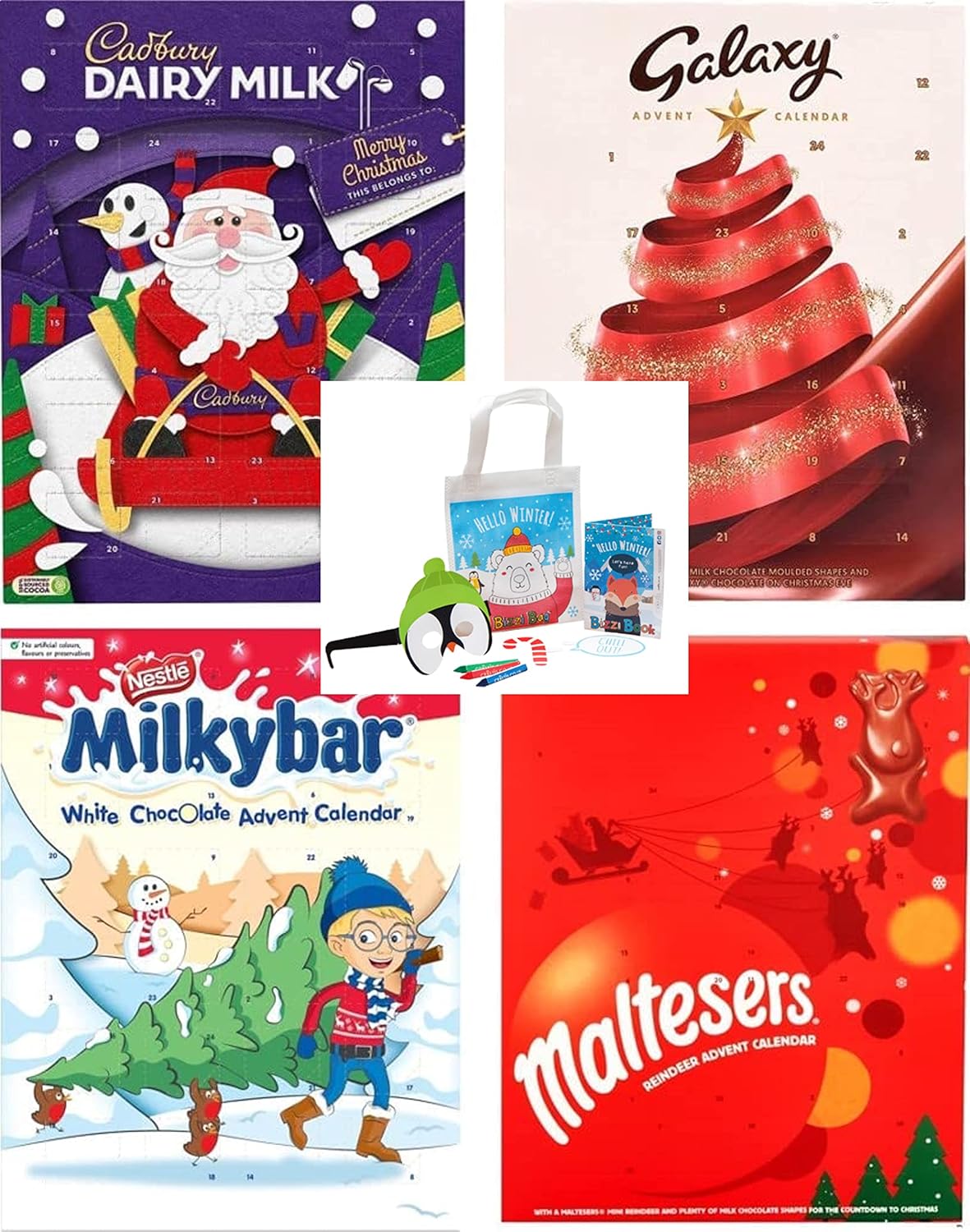 Pack of 4 Chocolate Advent Calendar 2023 with 1x Kids Winter Activity