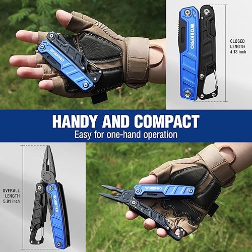 Miniatura 5 de WORKPRO Multitool-Alicates multiherramienta 11 en 1 con clip de bolsillo y funda, cuchillos multiherramienta EDC con bloqueo de seguridad,