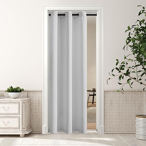 MYSKY HOME Cortinas opacas blancas para sala de estar, puerta, armario, cortinas con ojales y aislamiento térmico para oscurecer la habitación, 1