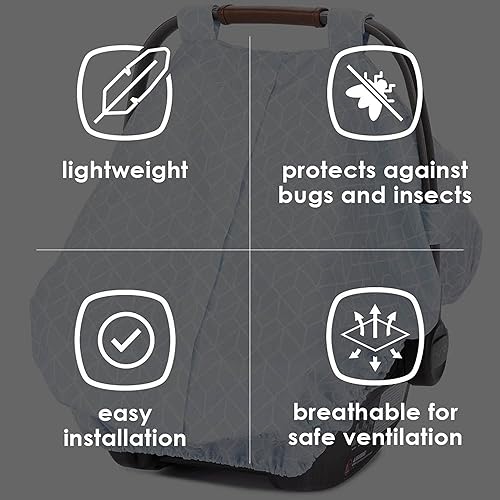 Miniatura 9 de Diono Infant Car Seat Cover, Universal Weather Protection Canopy for Baby, Adjustable and Breathable with Insect Net, Blue (Pack of 2)