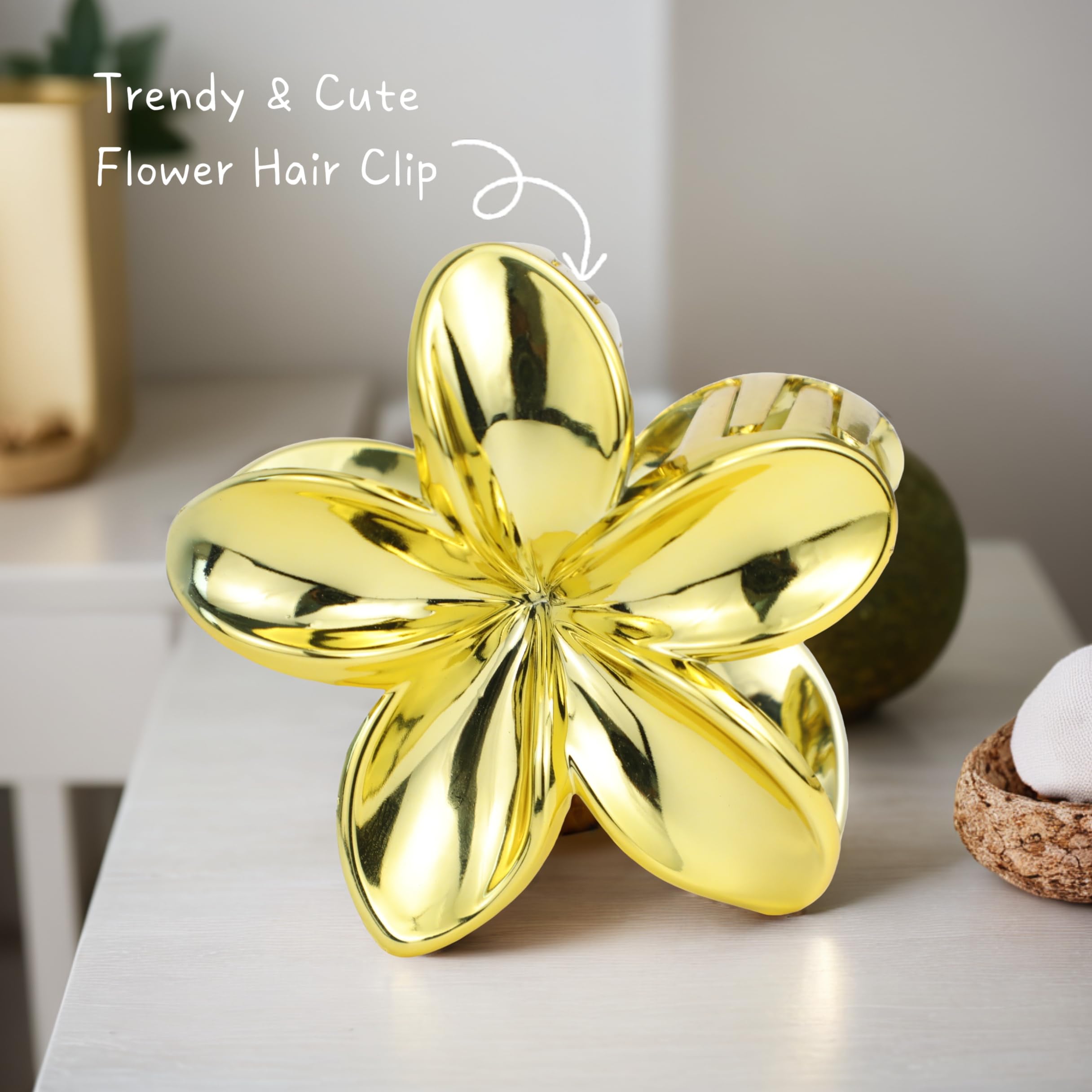 Amazon.com : 3.15'' Gold Plumeria Claw Clip, Stylish Tropical