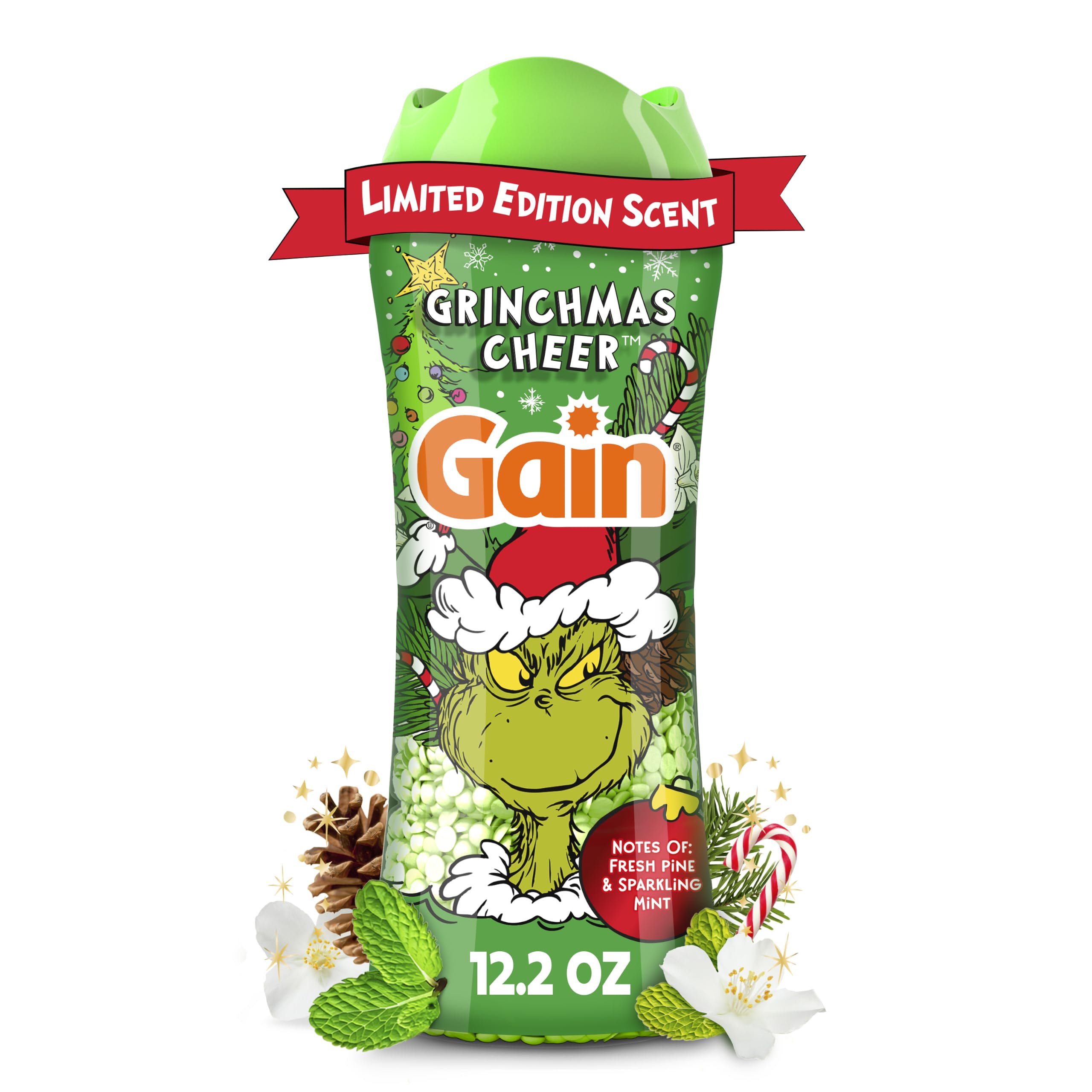 Gain In-Wash Laundry Scent Booster Beads Long-Lasting Fresh Scent Beads All Day Freshness and Odor Protection, Grinchmas