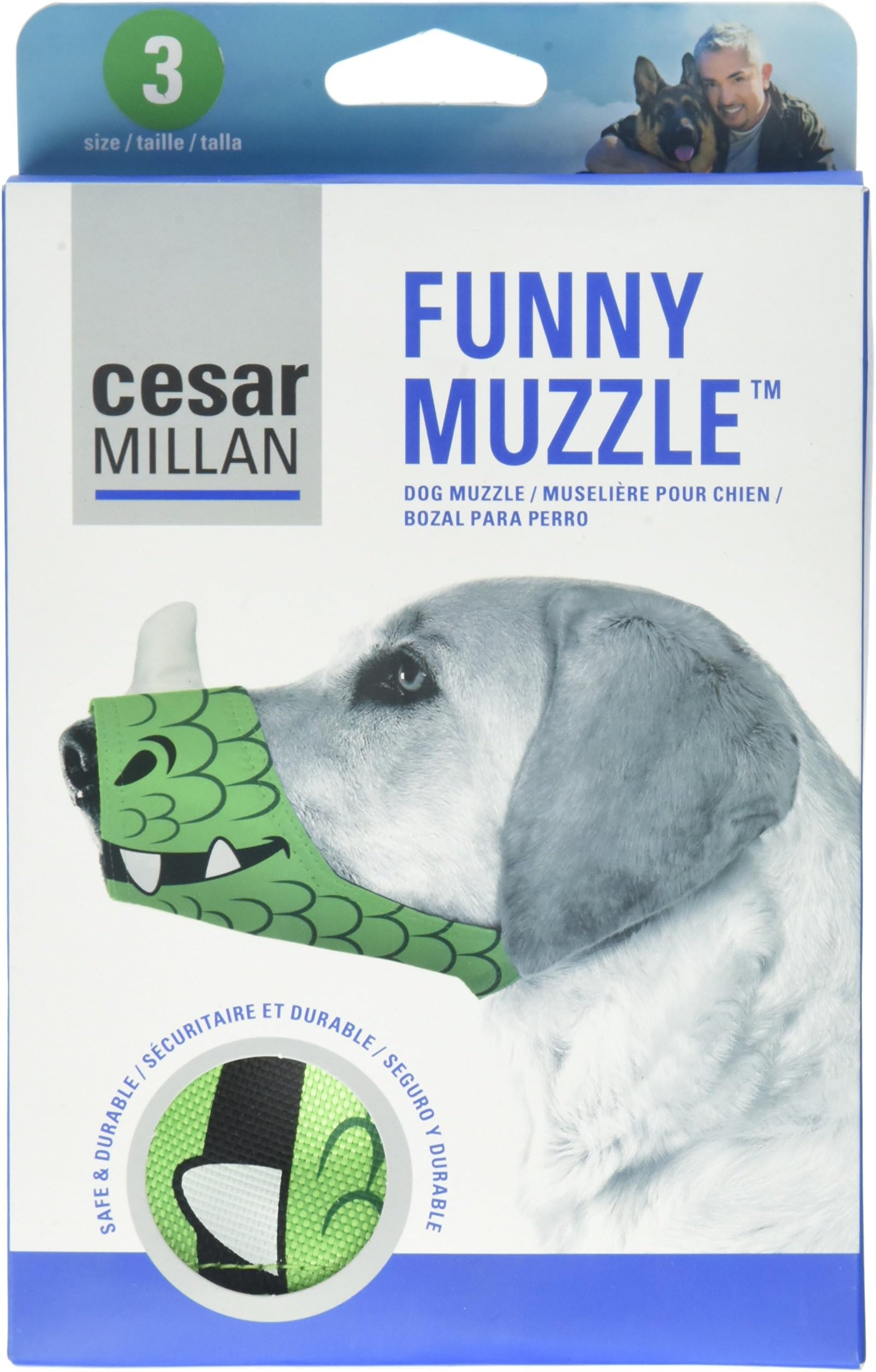 Cesar Millan Funny Muzzle, Dragon, Size 3, Green
