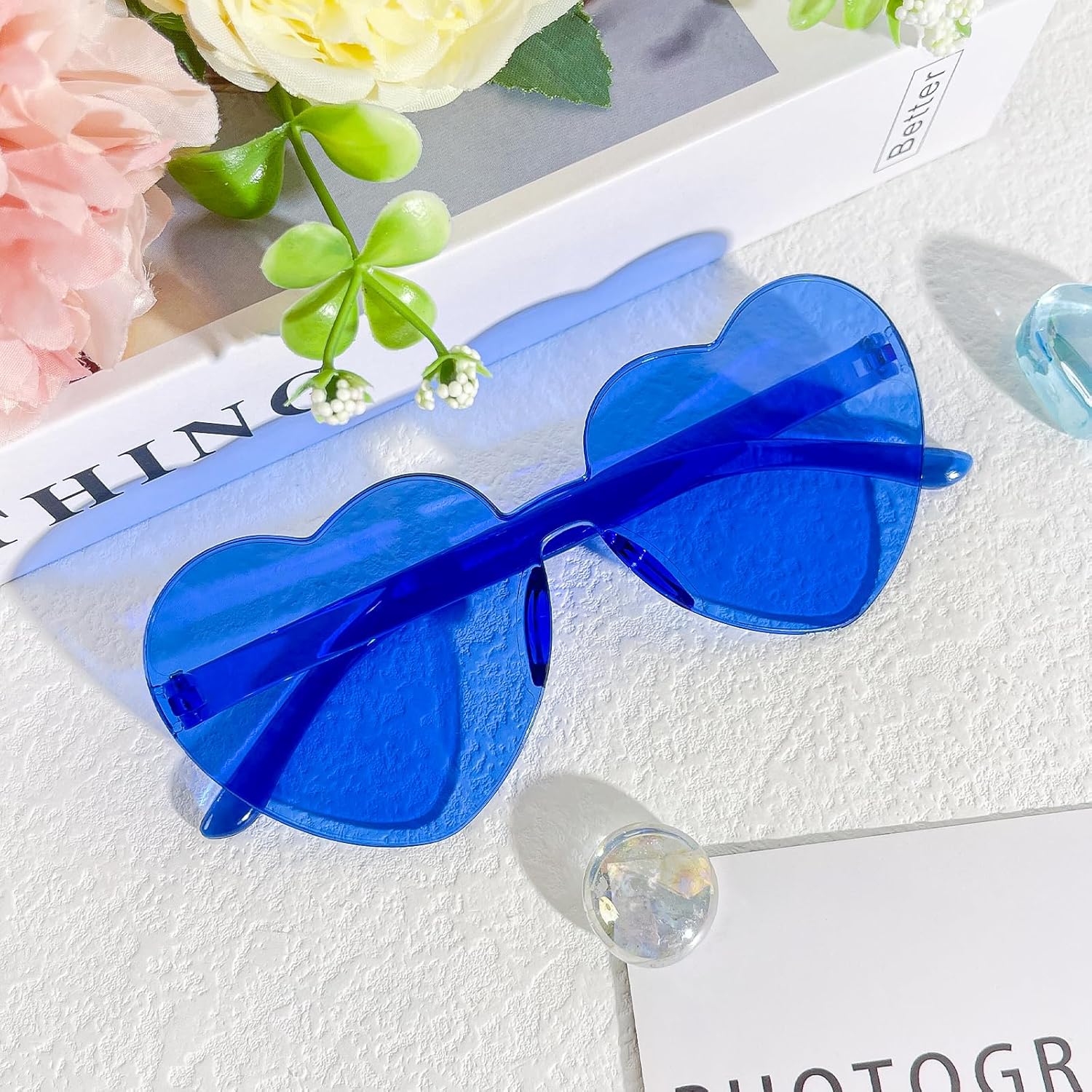 Pibupibu 20 Pack Kids Heart Sunglasses Bulk Party Favors Rimless Colorful Heart Glasses for Girls Boys - Image 3