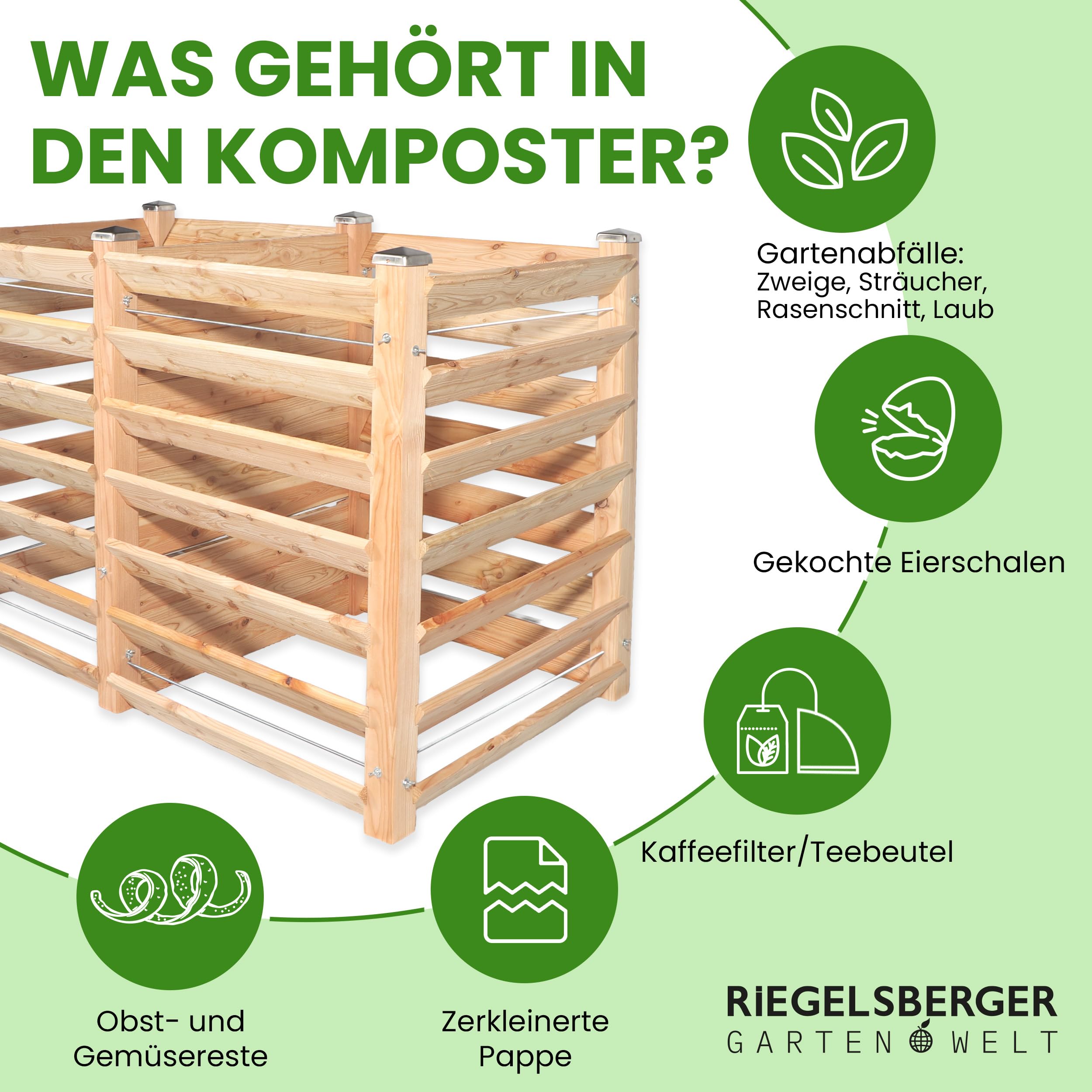 Moderner Komposter Duo ca. 80x153 cm Höhe 100 cm aus Lärchenholz Massivholz Steckkomposter Kompostsilo Holz Stecksystem