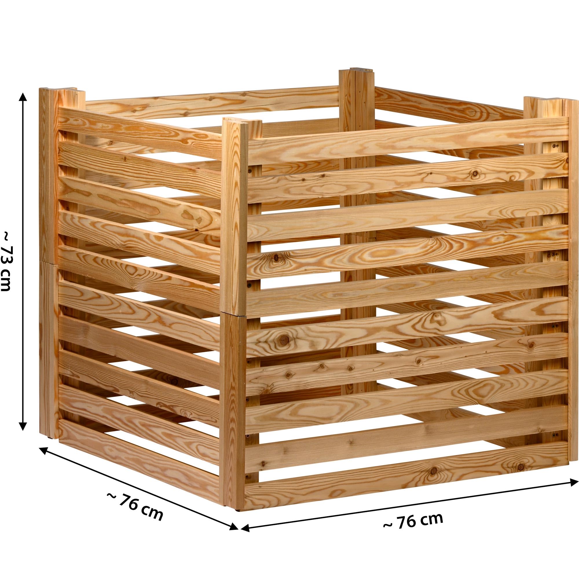 dobar® Green Label Composteur Pratique Semi | Bac à Compost en Bois de mélèze | Composteur de Jardin d'une capacité de 350 litres | 76 x 76 x 73 cm | Naturel