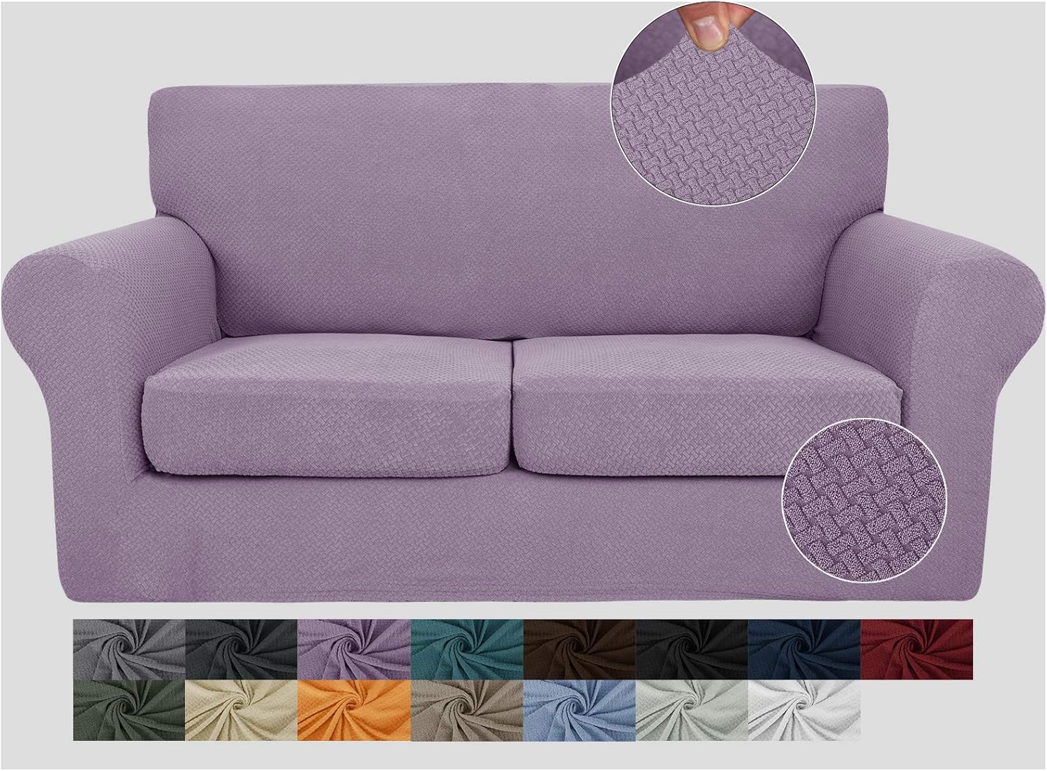 JIVINER Newest 3 Pieces Stretch Couch Covers for 2 Cushion Couch Fitted Thick Loveseat Sofa Slipcover with 2 Seat Cushion Covers for Living Room Pet Dogs (Loveseat, Light Blue) : Home & Kitchen