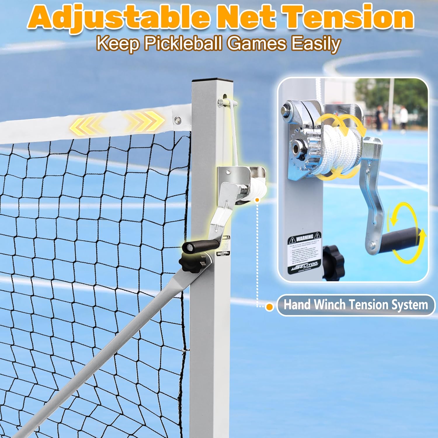 Seliyoo 2-in-1 Folding Wheels Pickleball Net – 22ft Tournament-Grade, Hand Winch Anti-Sag, 3-Min Tool-Free Setup, Heavy Duty Portable Net for Driveway, Backyard, Indoor & Outdoor Court