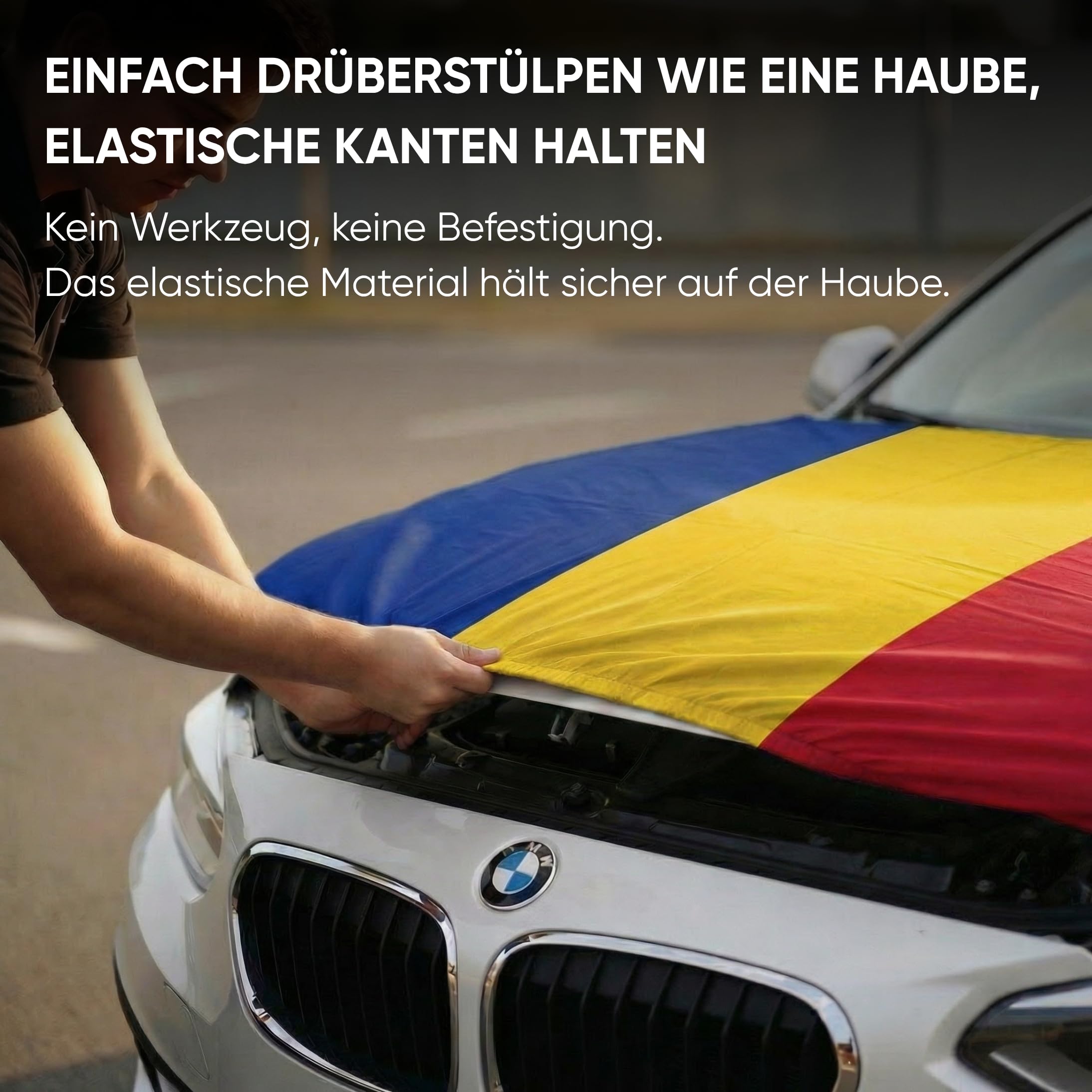 Auto Fahnen Rumänien Komplett Set - Motorhaubenfahne, 2 Autofahnen Fenster & 2 Außenspiegelfahnen, Fußball Fanartikel FZG für EM & WM, Rumänische Flagge Fahrzeug Deko