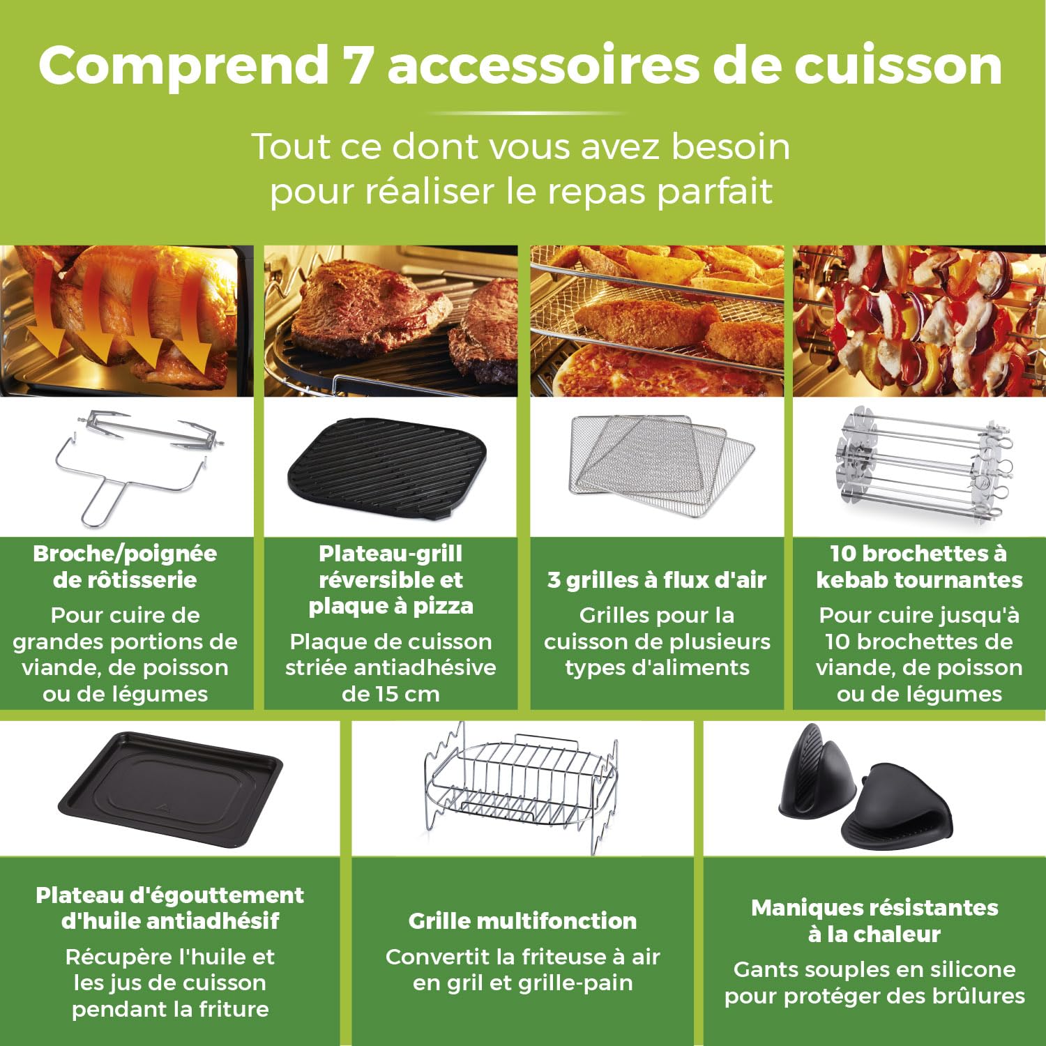 Tower T17076 Xpress Pro Combo Air Fryer - Mini four électrique numérique 10-en-1 - Friteuse sans Huile - Friteuse Électrique avec Circulation d'Air Rapide, Minuterie 60 minutes, 11 L, 2 000 W, Noir