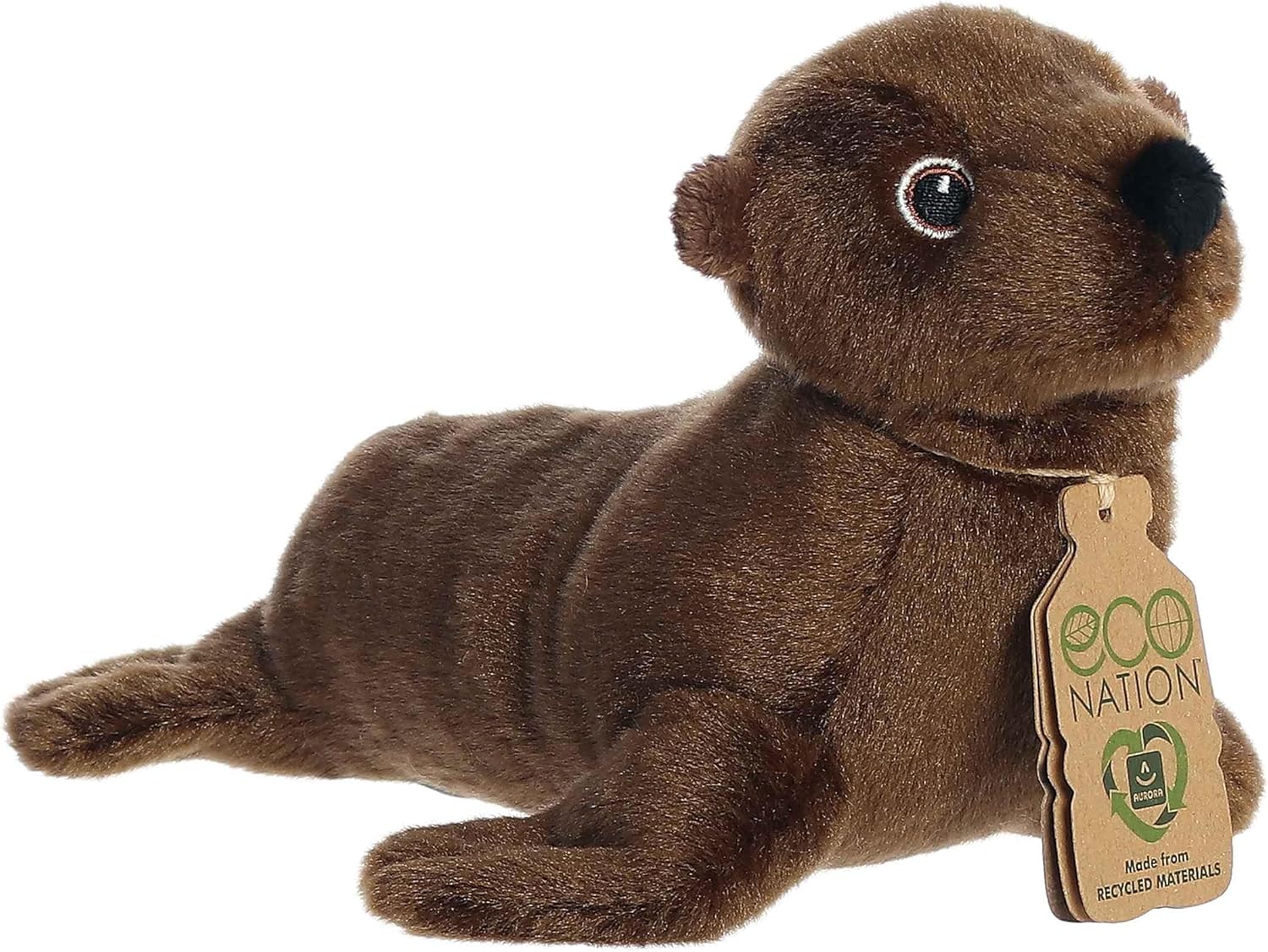 Aurora® Responsibly Made Eco Nation™ Eco Softies™ California Sea Lion Stuffed Animal - Ideal for Playtime Adventures - Perfect for Birthdays or Just Because - Brown 9 Inches