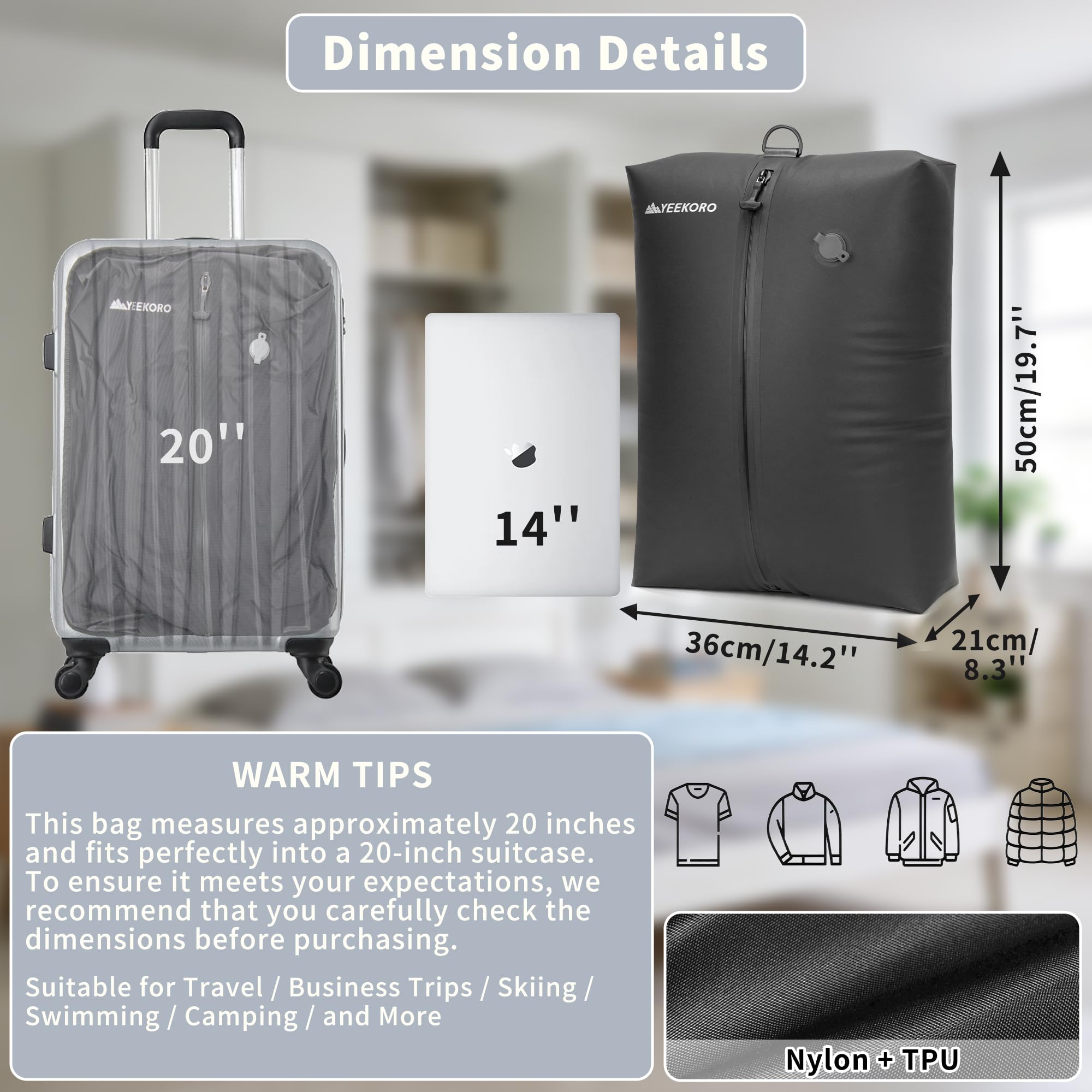 Bolsa de vacío para viajes, bolsas de compresión al vacío profesionales, IPX8, impermeables, reutilizables, antidesgarros, ahorran espacio, bolsas de almacenamiento al vacío con bomba para