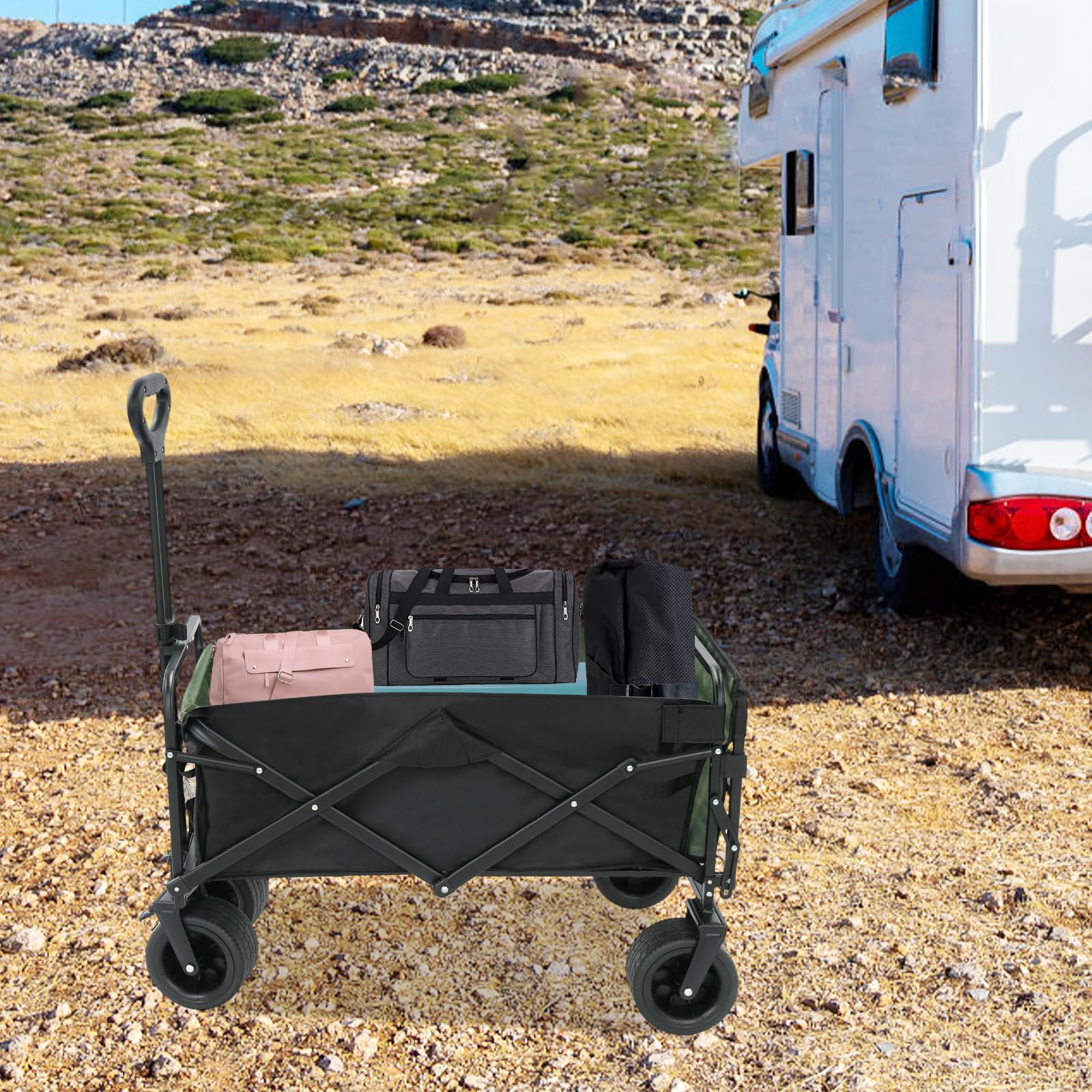 Carrello pieghevole, per fuoristrada con freni