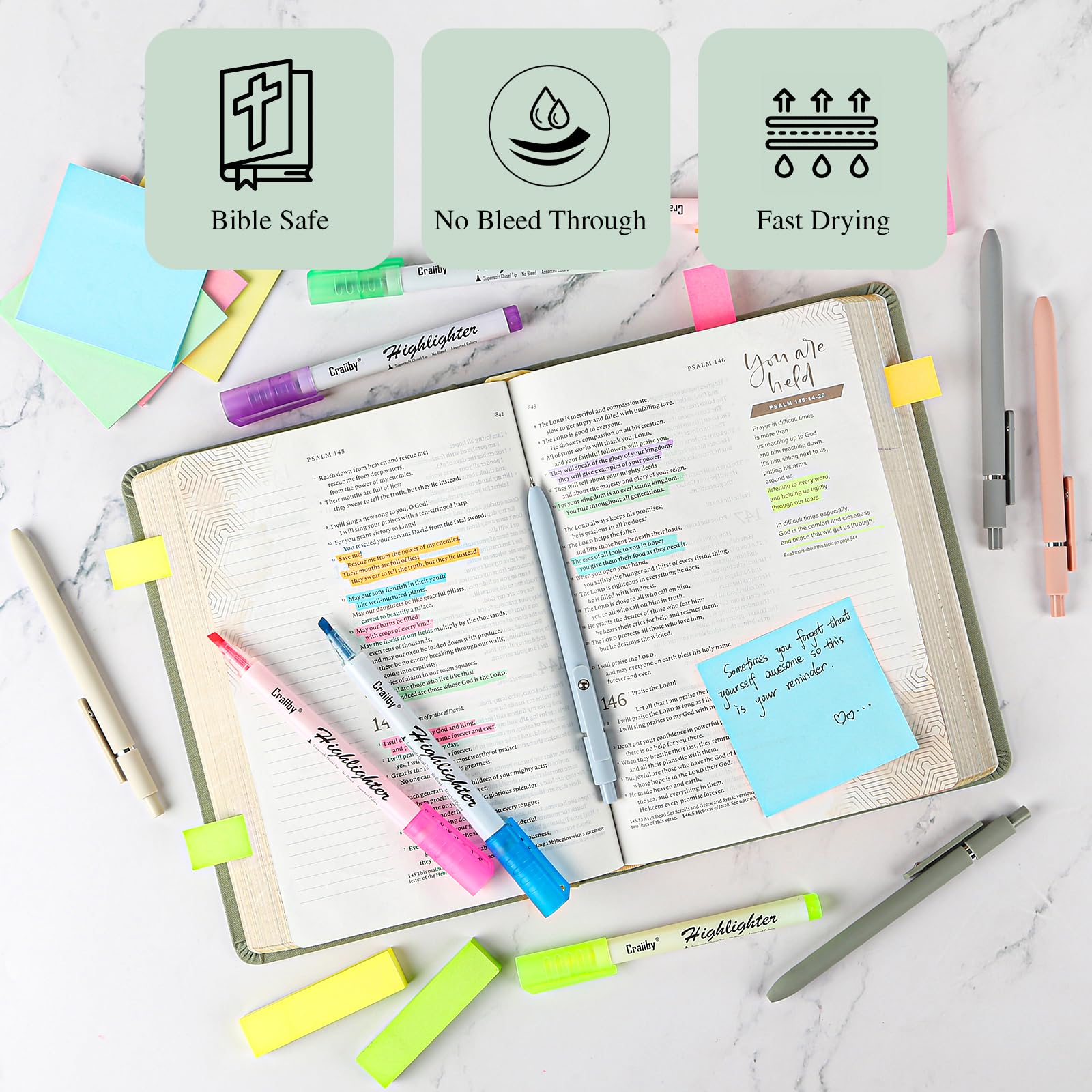 Aesthetic Book Annotation Kit - 60 Pcs Stationery Set With Highlighters, Pens & Sticky Notes