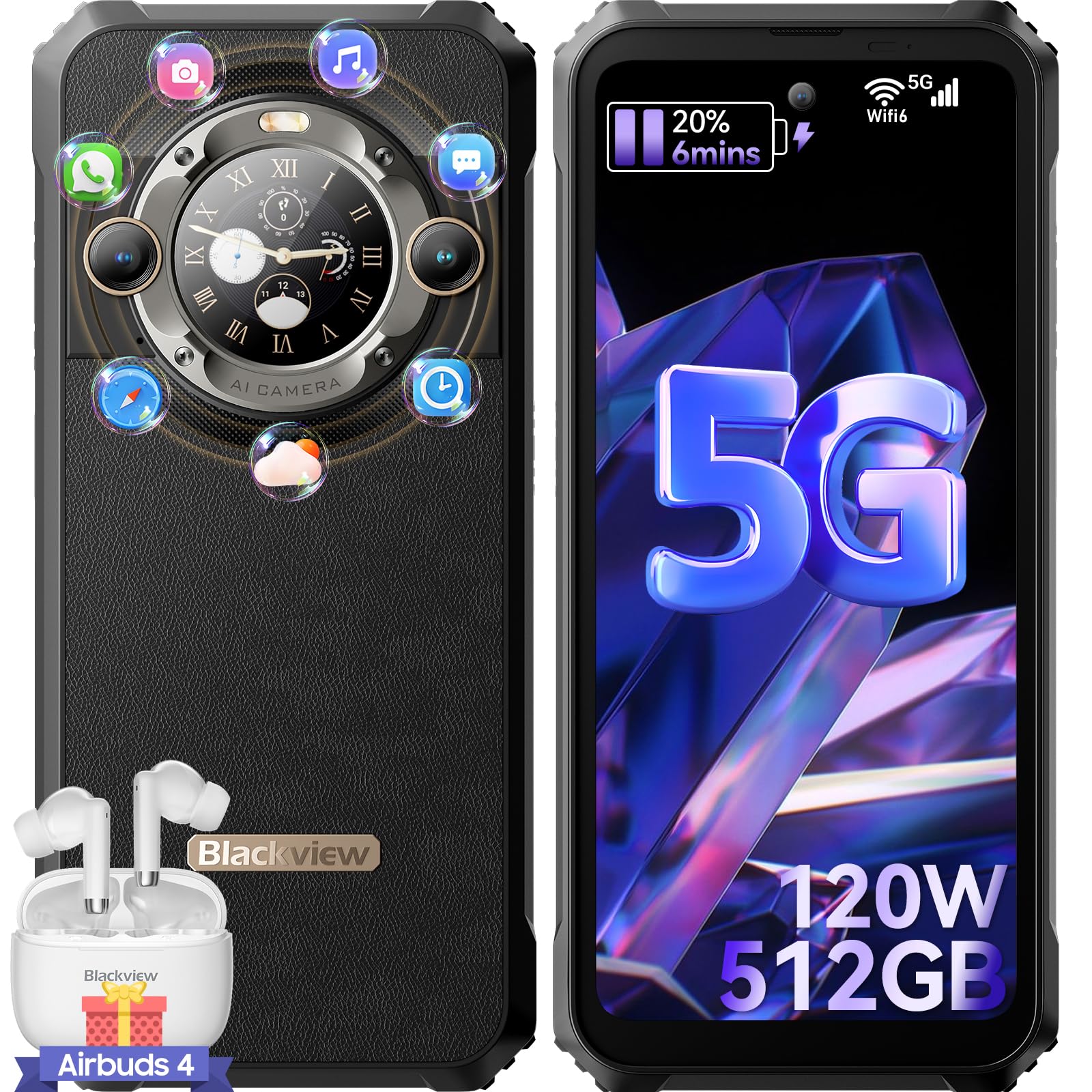 smartphone resistente 5g blackview bl9000 con schermo secondario
