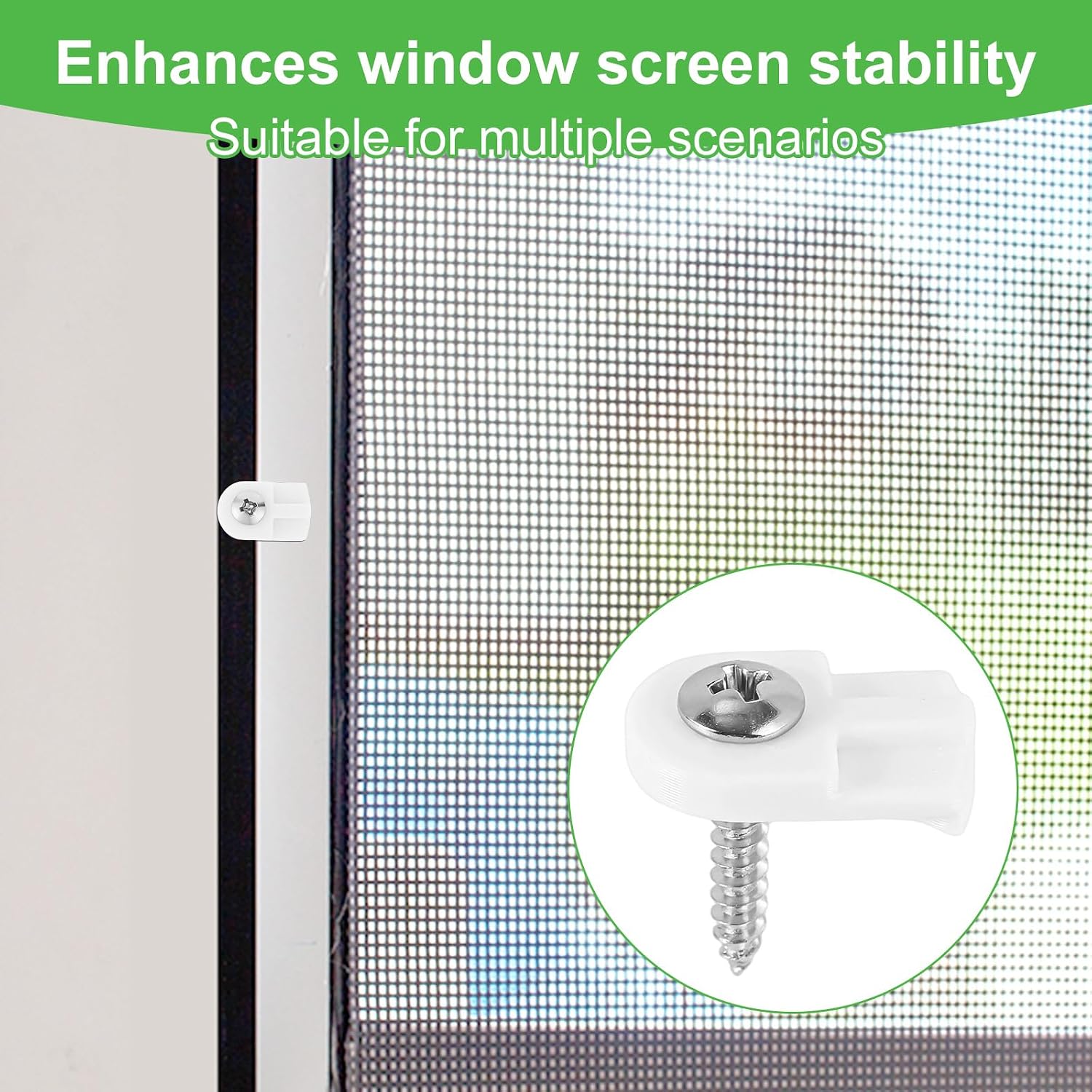 50pcs L5766 & PL7906 Window Screen Clips, Flush Mount Storm Window Clips with Screws Screen Retainer Holders for Fastens Windows Storm Door Panels (White)