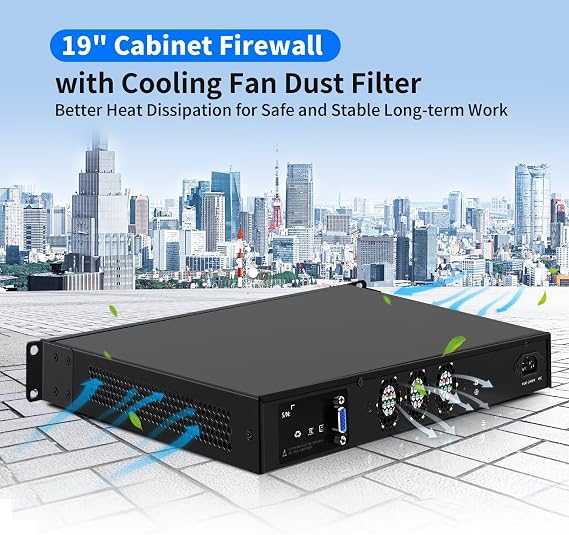 1U Firewall Appliance N300(8C/8T), 4 x i226V 2.5GbE LAN, 2x 82599ES 10GbE SFP+, VPN, 19 Inch 1U Network Rackmount, VGA, Console, USB3.0, DDR5 8G RAM 64G SSD