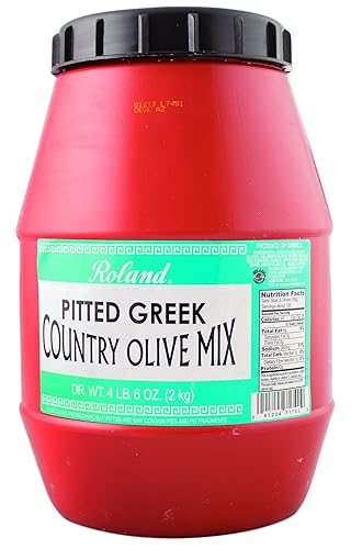 Roland Foods Pitted Greek Country Olive Mix, alimento importado especial, tarro de 4 libras y 6 onzas