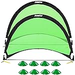 Poray Soccer Goal for Kid Easy-up Set of Two Portable 4FT Soccer Net 210D Oxford with 8 Field Marker Cones Extra Stakes Fun for Backyard and Soccer Training
