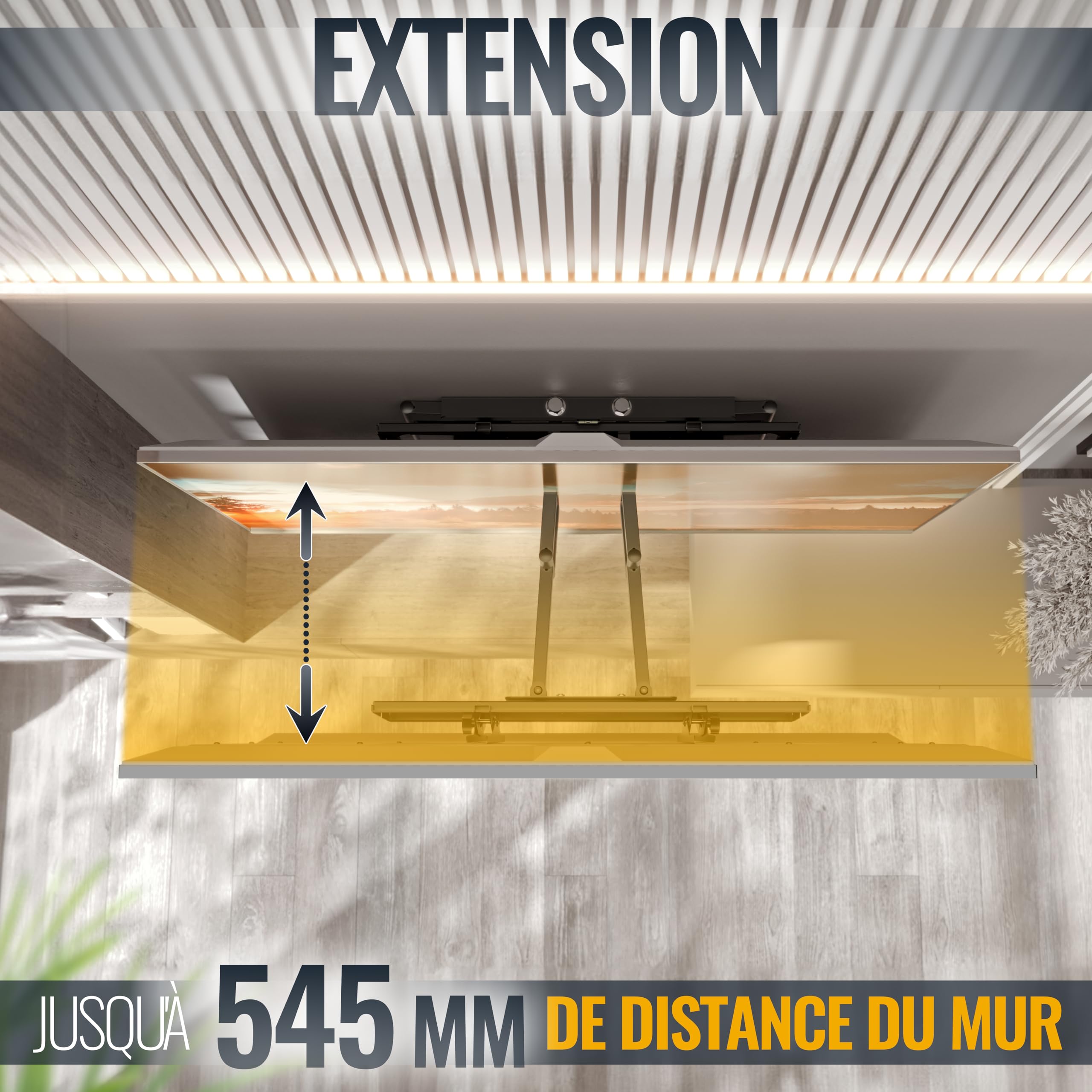 RICOO R06 Support Mural TV 40 42 43 48 50 55 60 65 70 75 83 85 Pouces Orientable et Inclinable Fixation VESA 200x200 400x400 à VESA 600x400 Mural télévision Bras articulé pour télé
