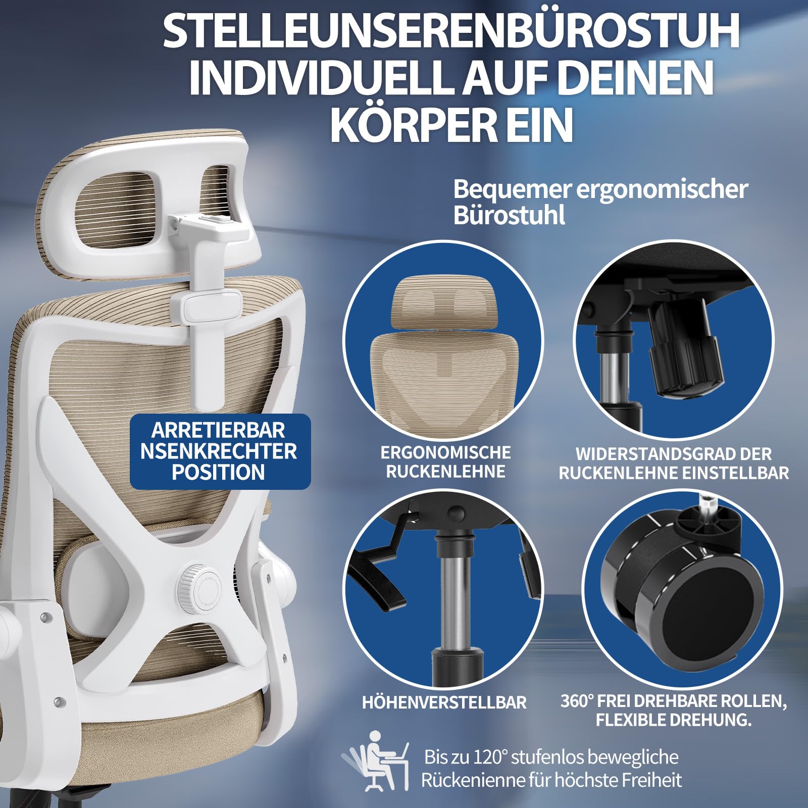 TRALT Krzesło biurowe – ergonomiczne krzesło biurowe z regulowanym podparciem lędźwiowym, zagłówkiem, krzesło biurowe, krzesło gamingowe w kształcie litery X, krzesło biurowe, krzesło do komputera